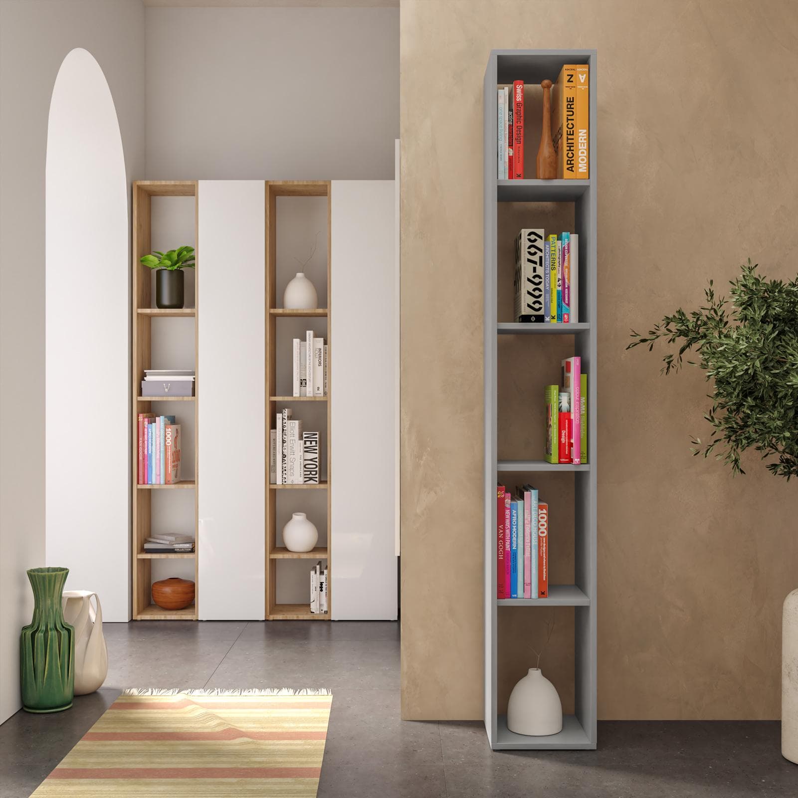 Libreria 28x185h cm grigio ardesia - Clary