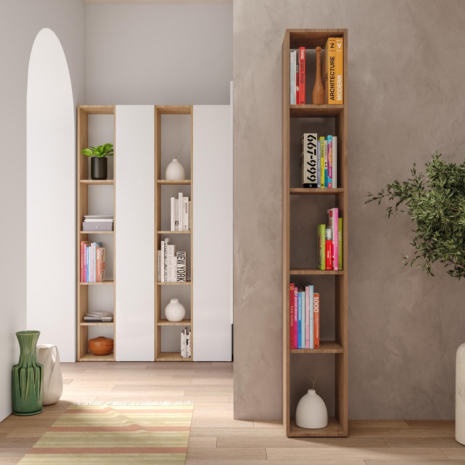 Libreria 28x185h cm mercure con 4 ripiani regolabili in altezza - Clary