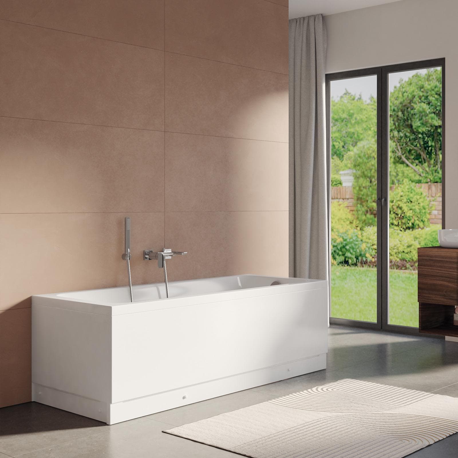 Vasca da bagno reversibile 160 x 70 cm in acrilico 3 lati - Hirst