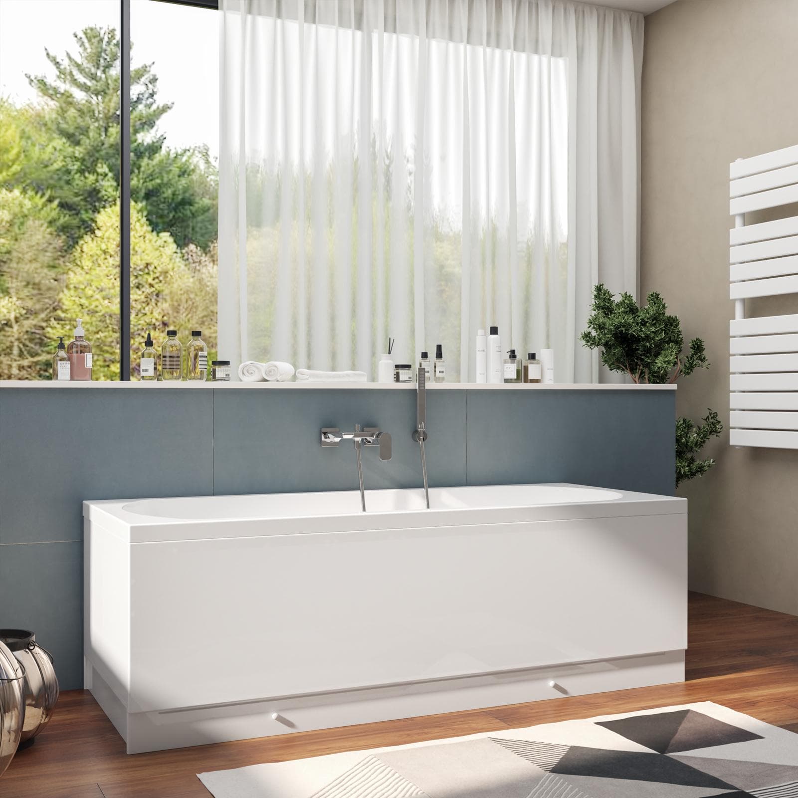 Vasca da bagno reversibile 170 x 70 cm in acrilico 3 lati - Zelta