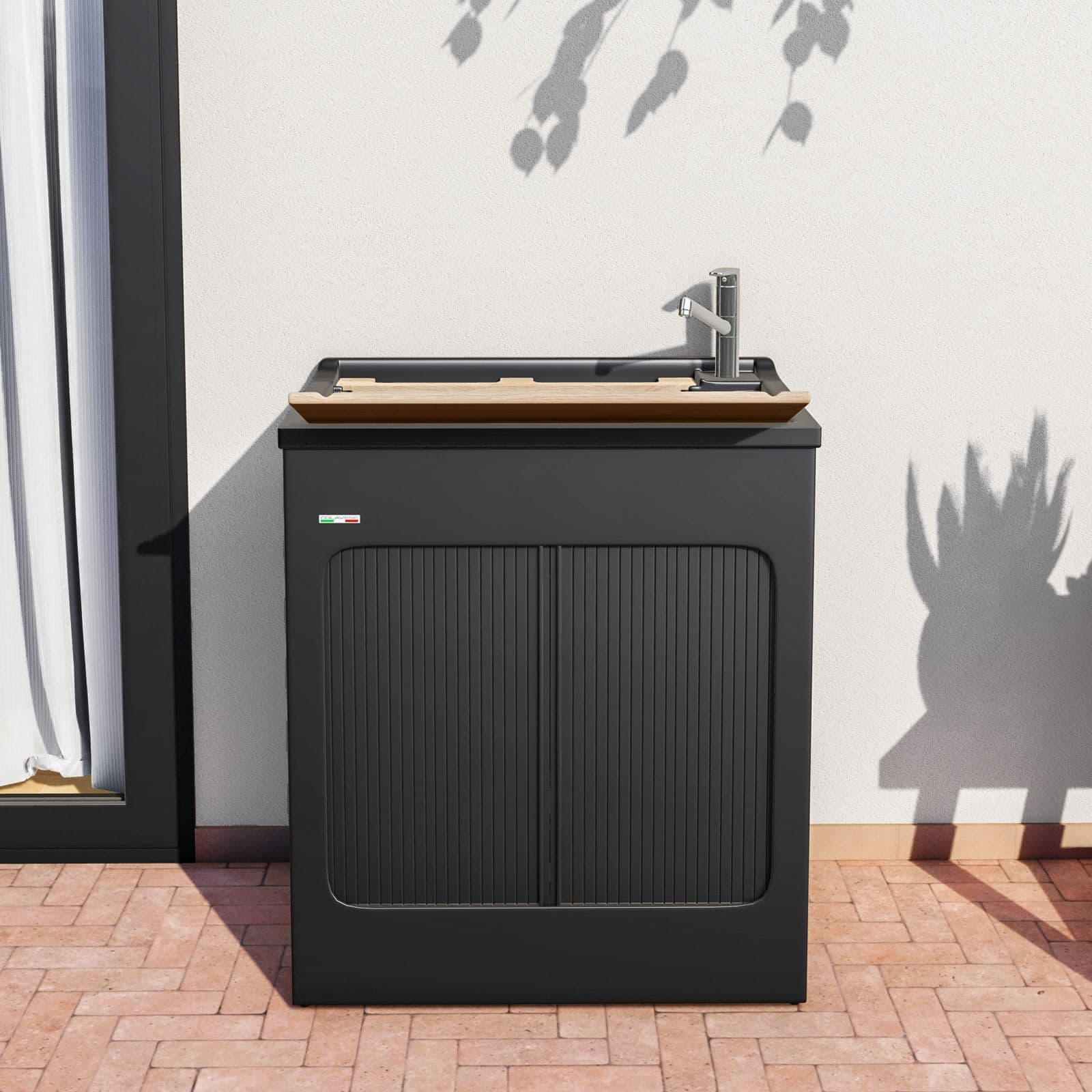 Vasca e mobile lavanderia Lavacril di Colavene nero 75x50x87h cm con serranda