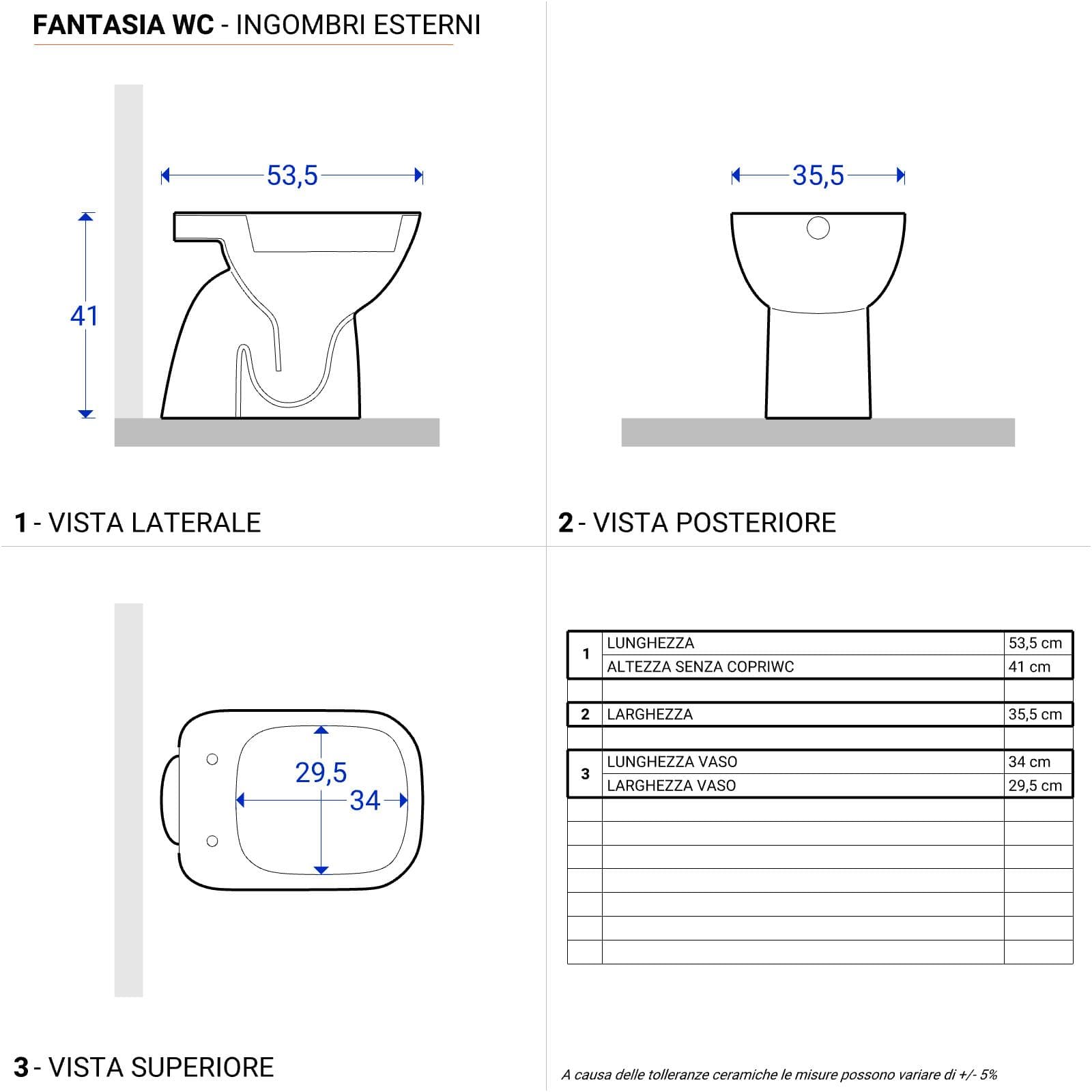 Vaso a cacciata scarico verticale Serie Fantasia - Geberit