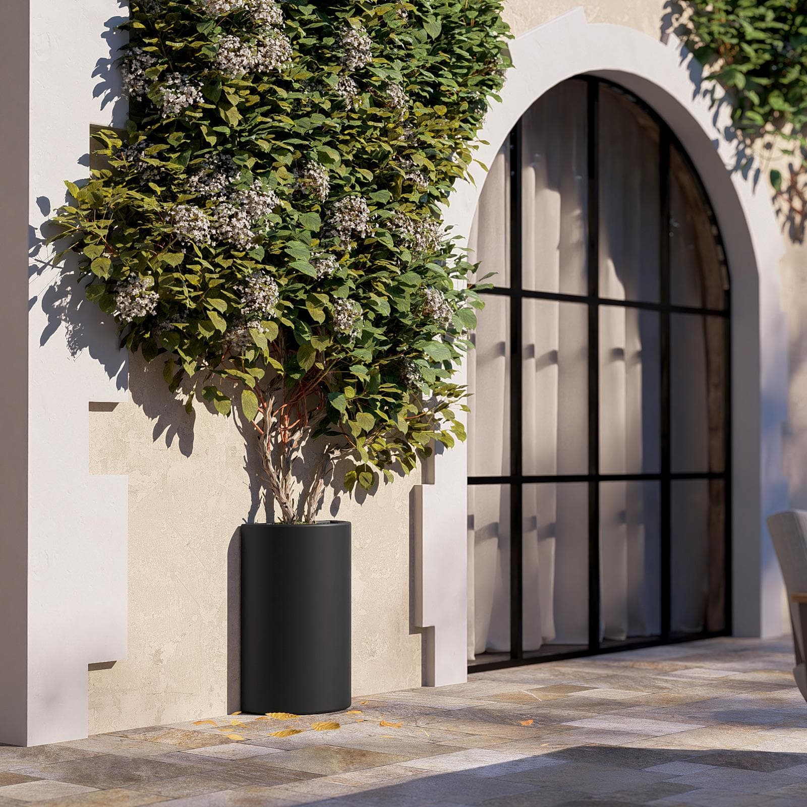 Vaso a mezzaluna da parete 65 h cm in polietilene grafite - Muret