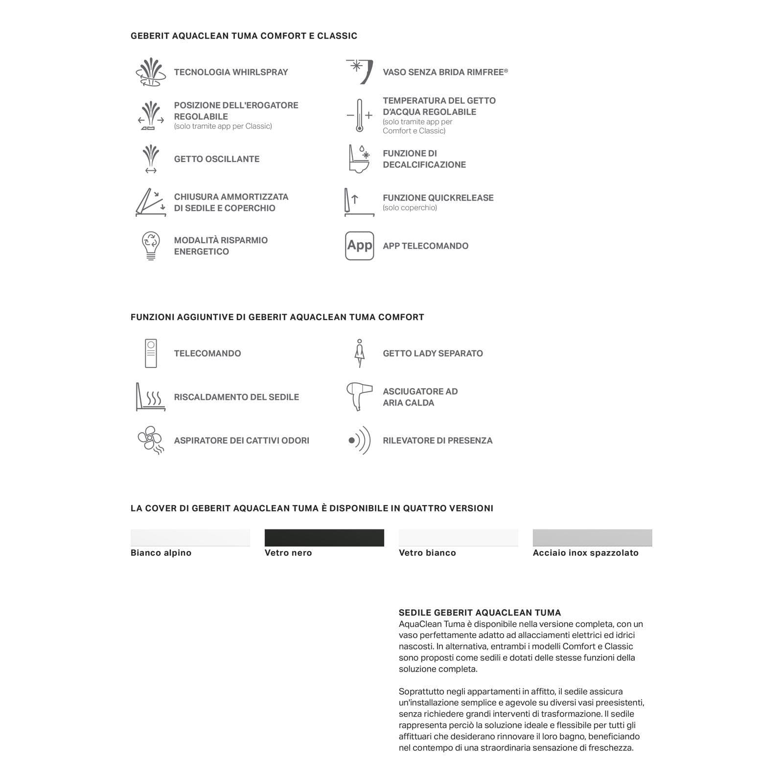 Vaso bidet a pavimento multifunzione bianco Serie Aquaclean Tuma Classic - Geberit