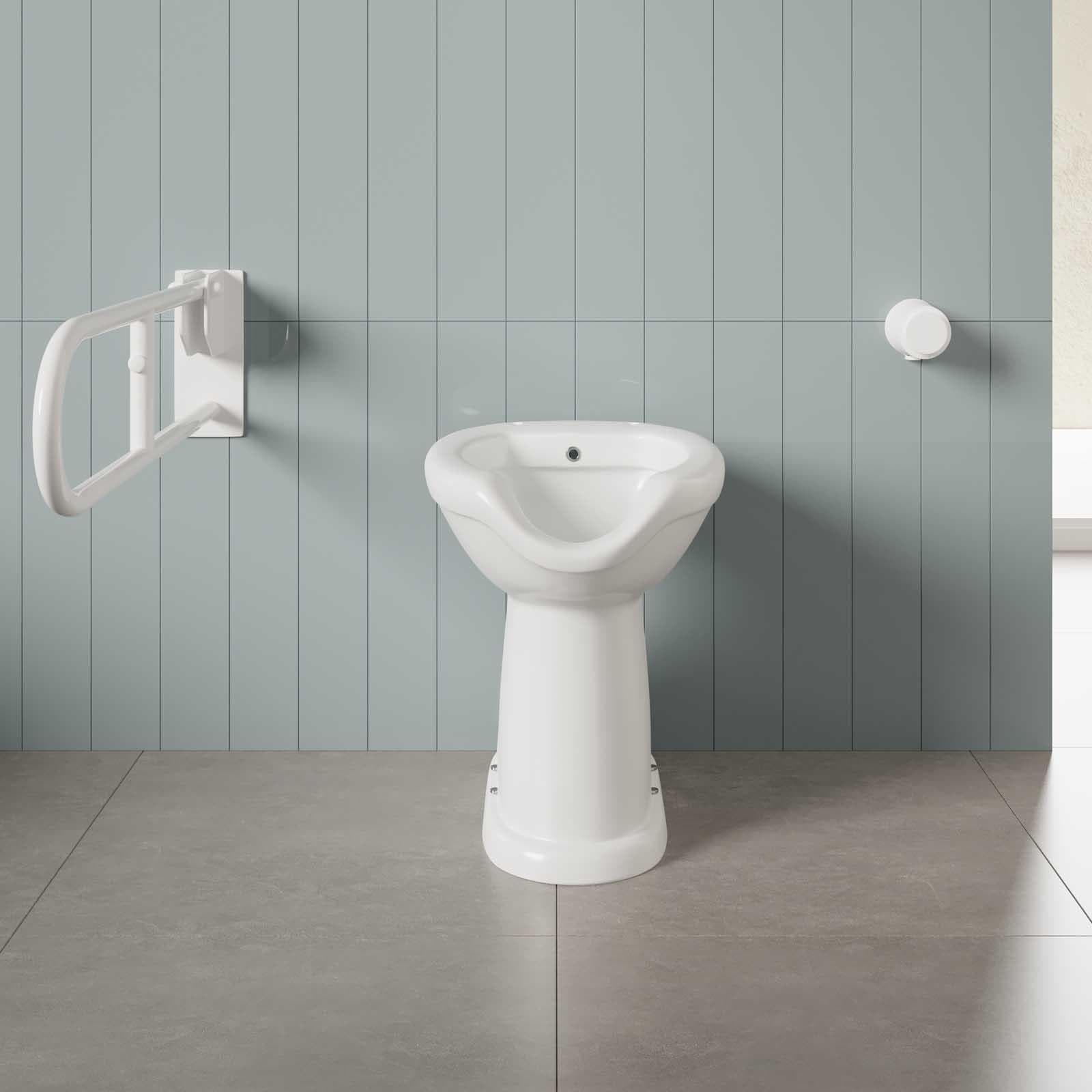 Vaso bidet da 50h cm in ceramica con apertura frontale e scarico a terra