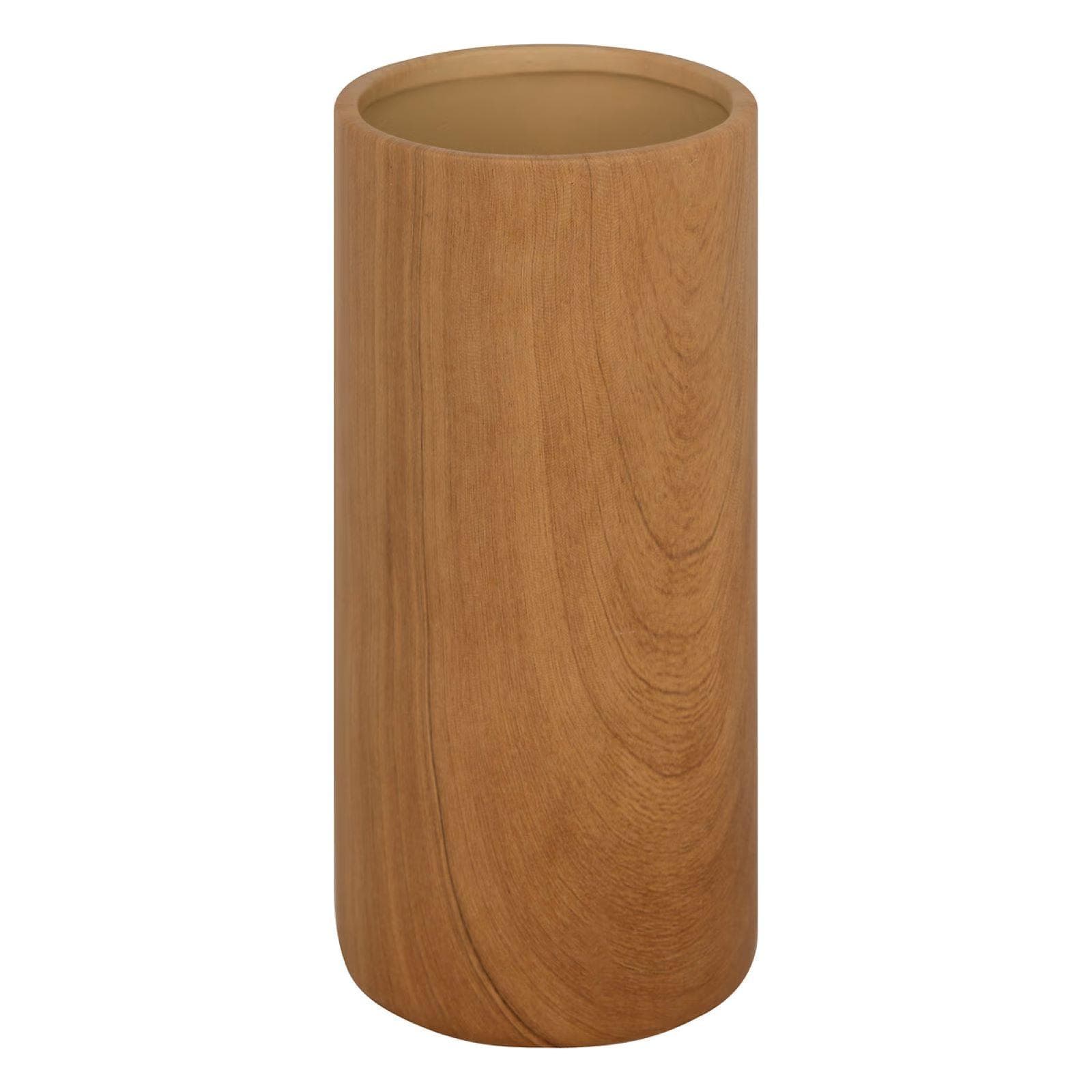 Vaso cilindrico da interno 20h cm in ceramica effetto legno