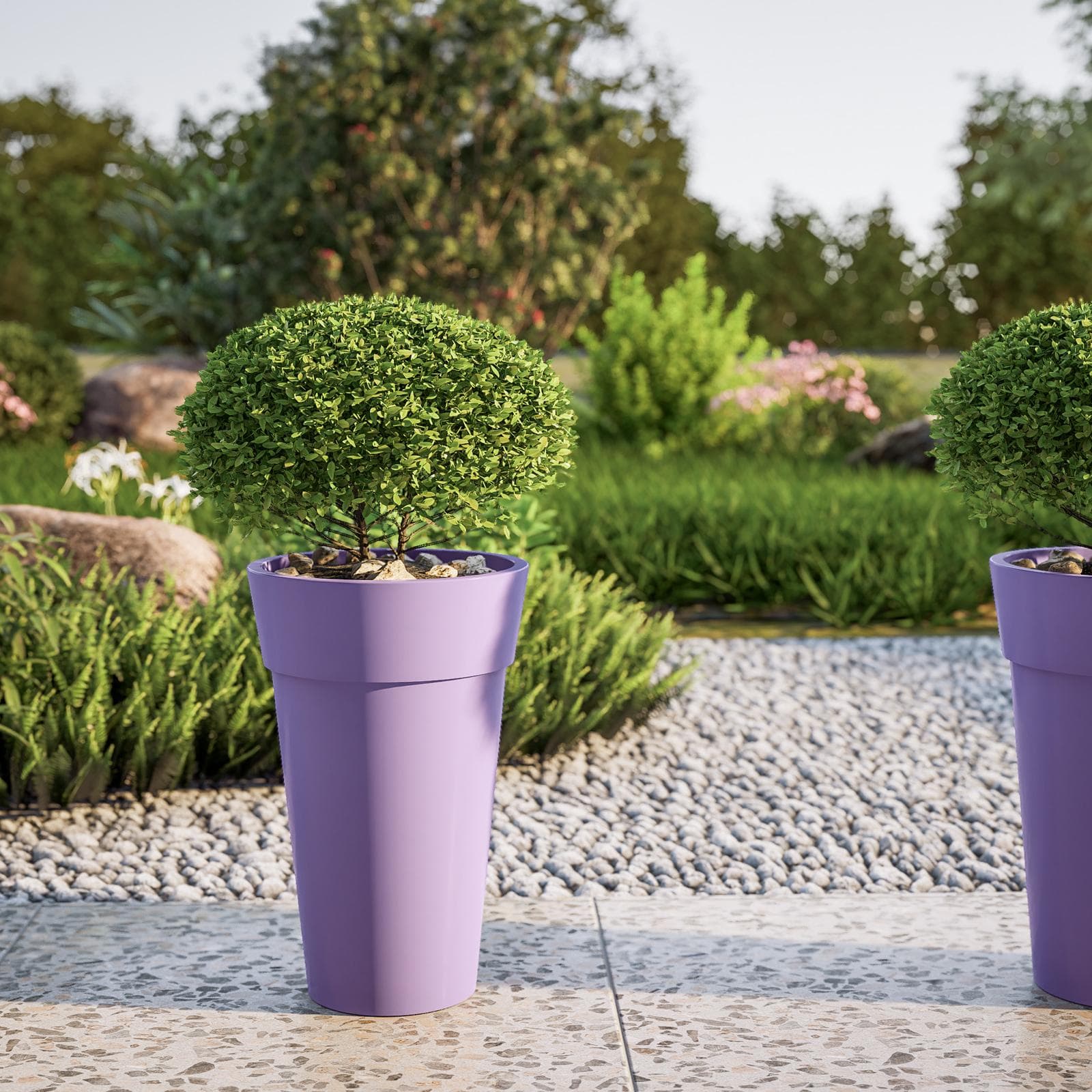 Vaso da esterno rotondo 29 cm tutta capienza in polietilene glicine - Livery