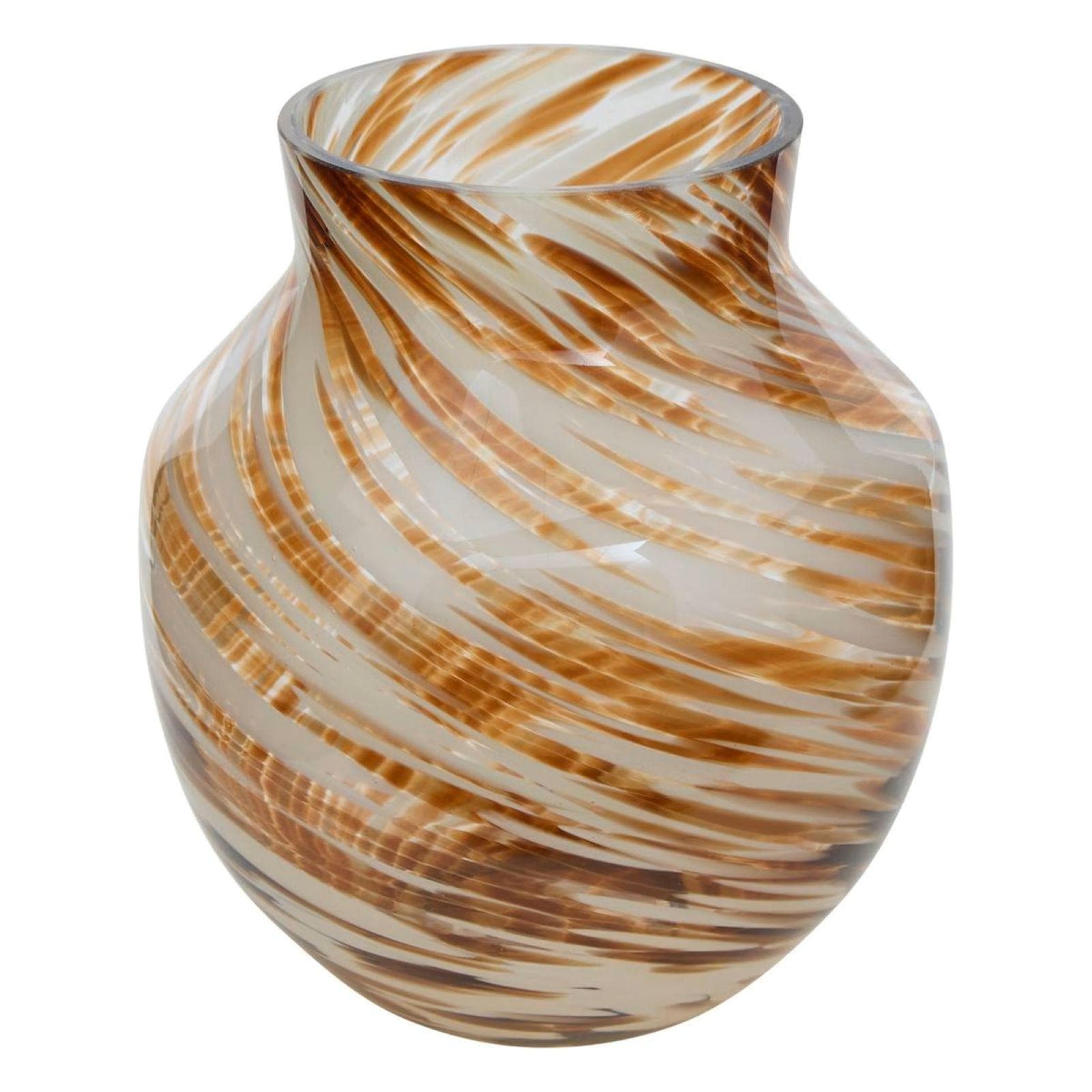 Vaso da interno 19h cm in vetrofusione bianco e ambra