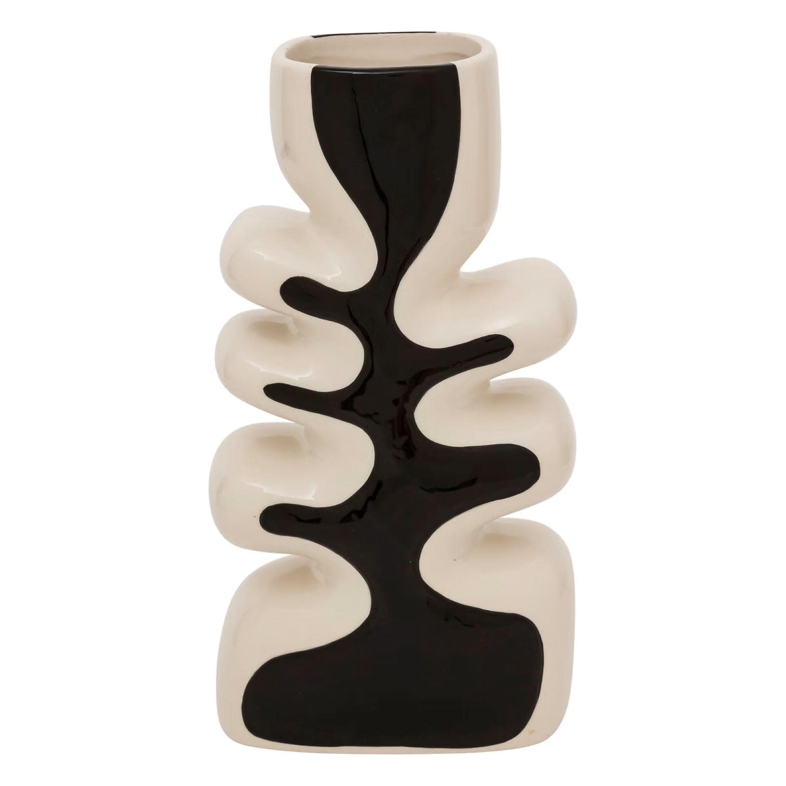 Vaso da interno 28h cm in ceramica bianco e nero