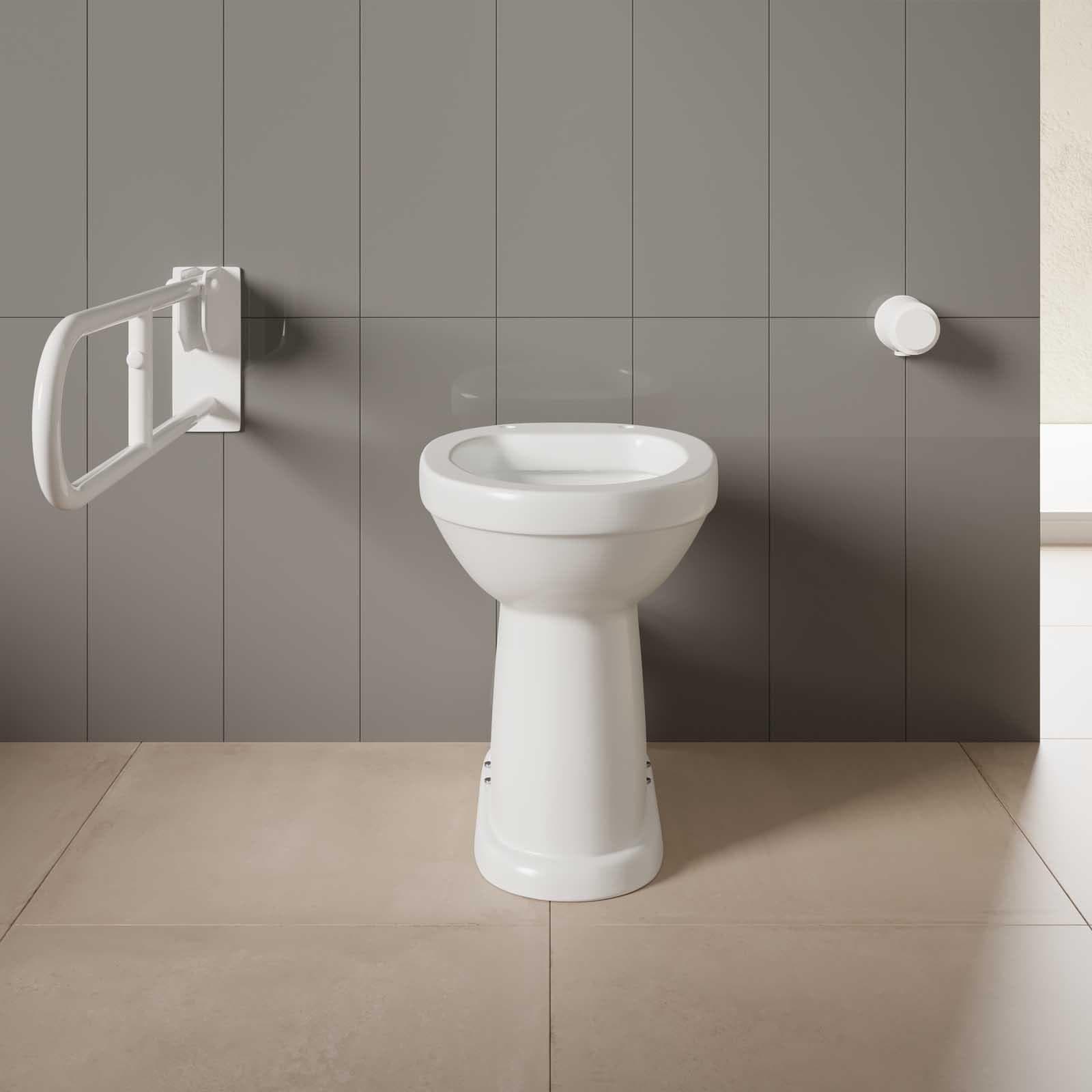 Vaso ergonomico in ceramica bianco con scarico a parete