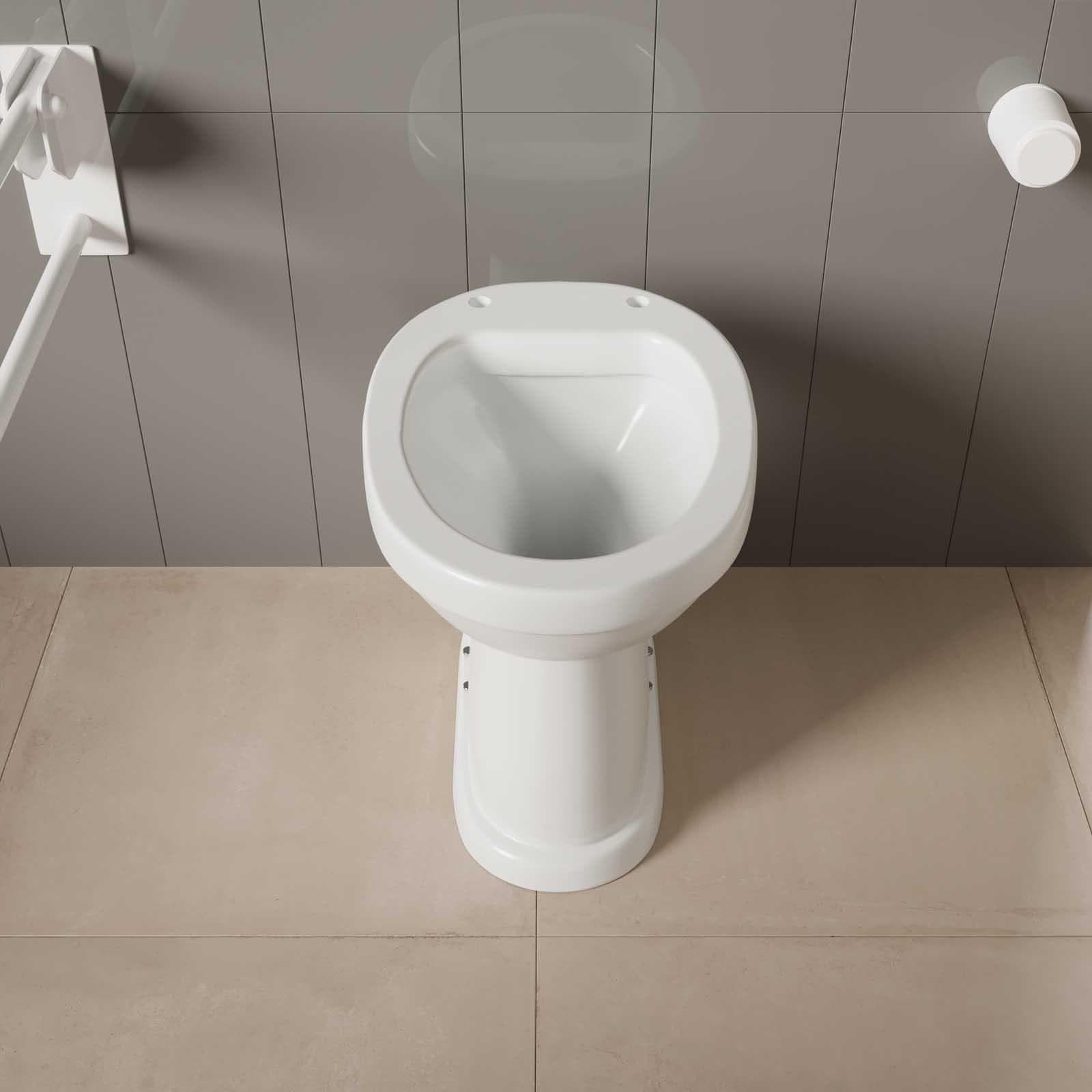 Vaso ergonomico in ceramica bianco con scarico a parete