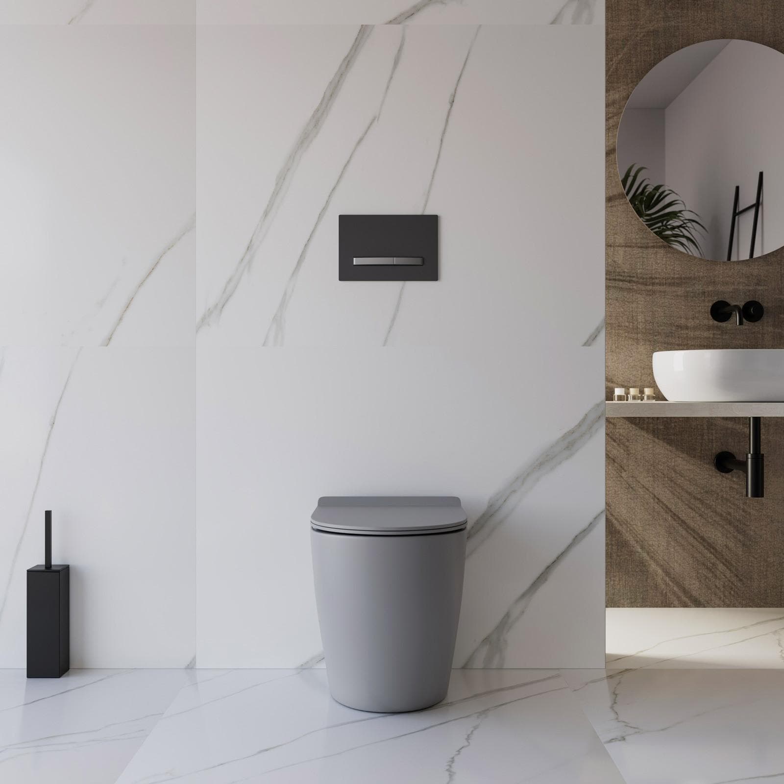 Vaso filomuro a risparmio idrico sedile SoftClose grigio opaco - Nadir