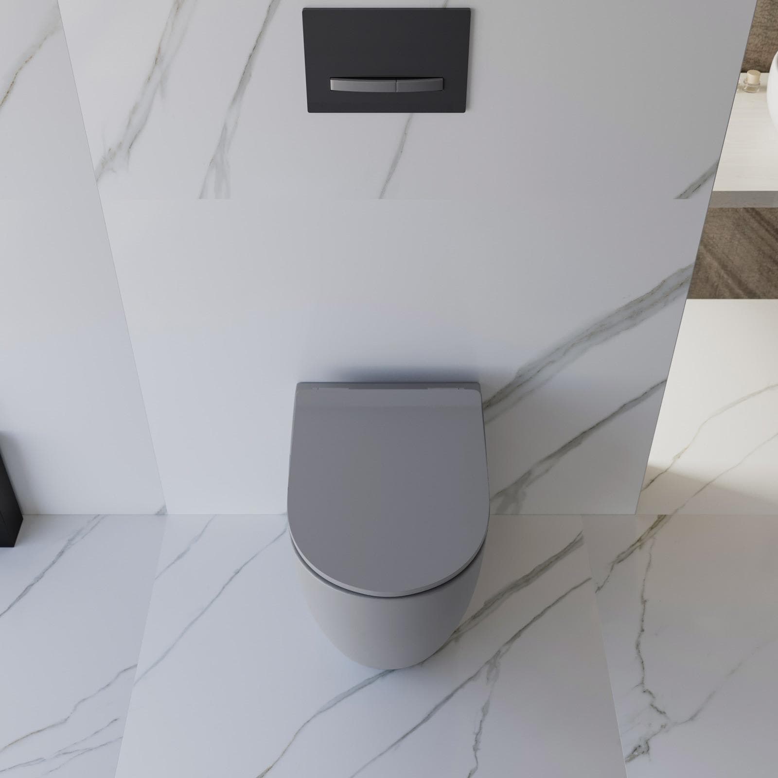 Vaso filomuro a risparmio idrico sedile SoftClose grigio opaco - Nadir