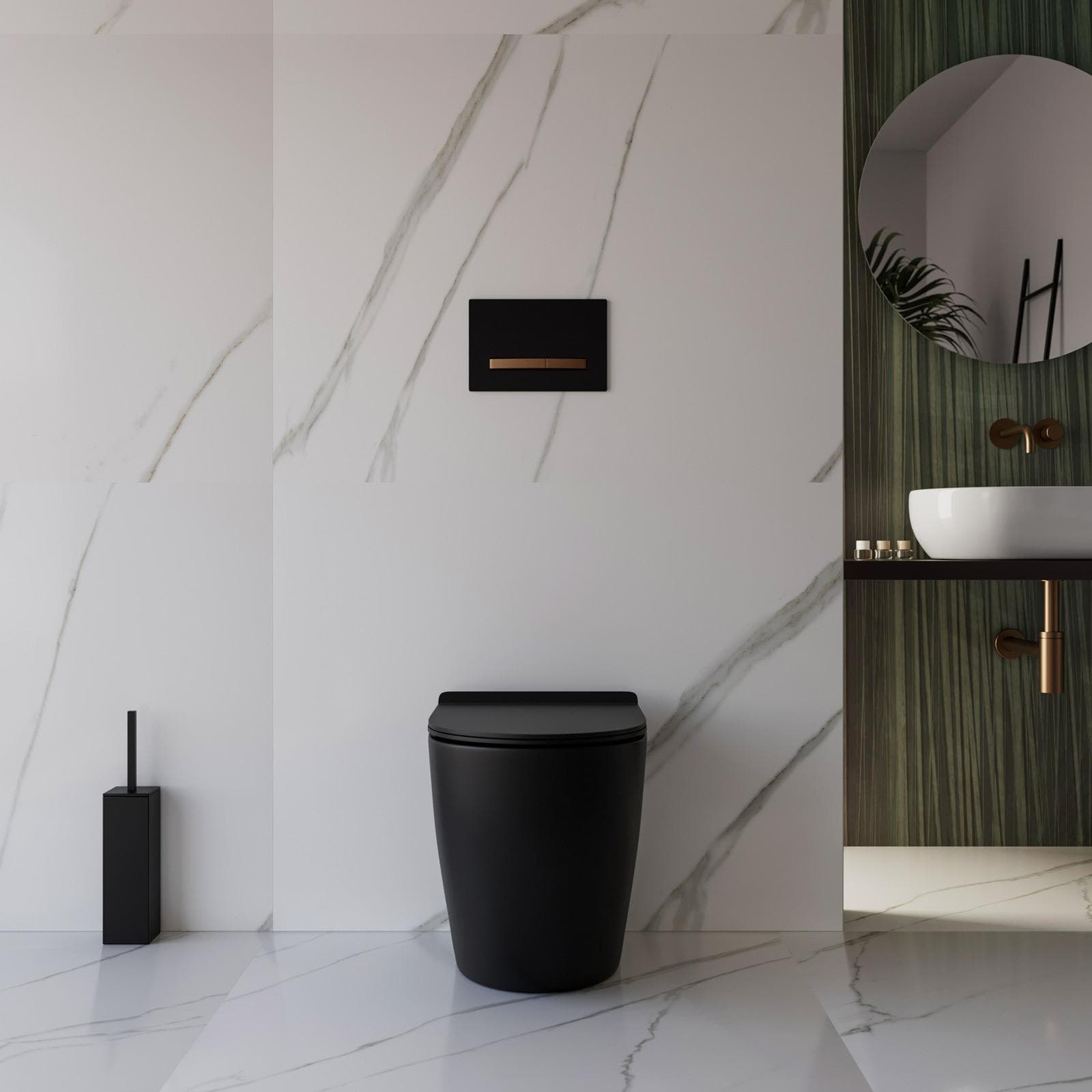 Vaso filomuro a risparmio idrico sedile SoftClose nero opaco - Nadir