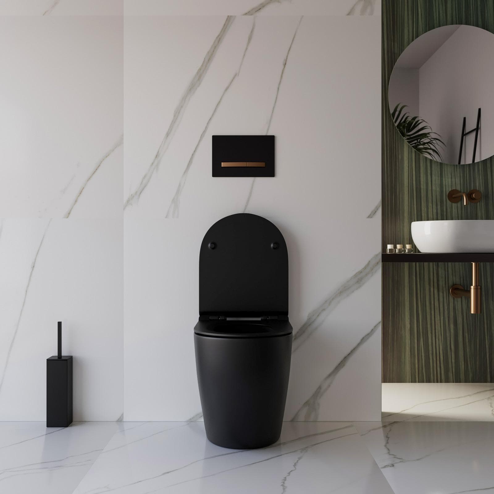 Vaso filomuro a risparmio idrico sedile SoftClose nero opaco - Nadir