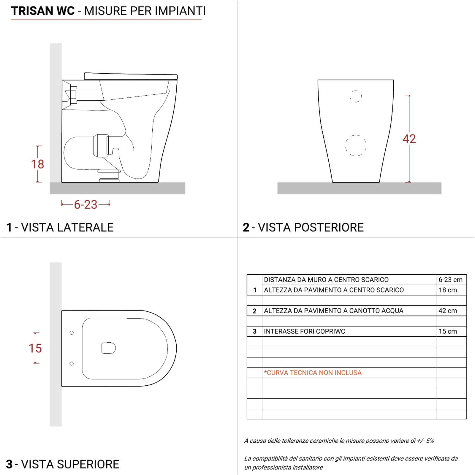 Vaso filomuro in ceramica 50 h cm con sedile - Trisan