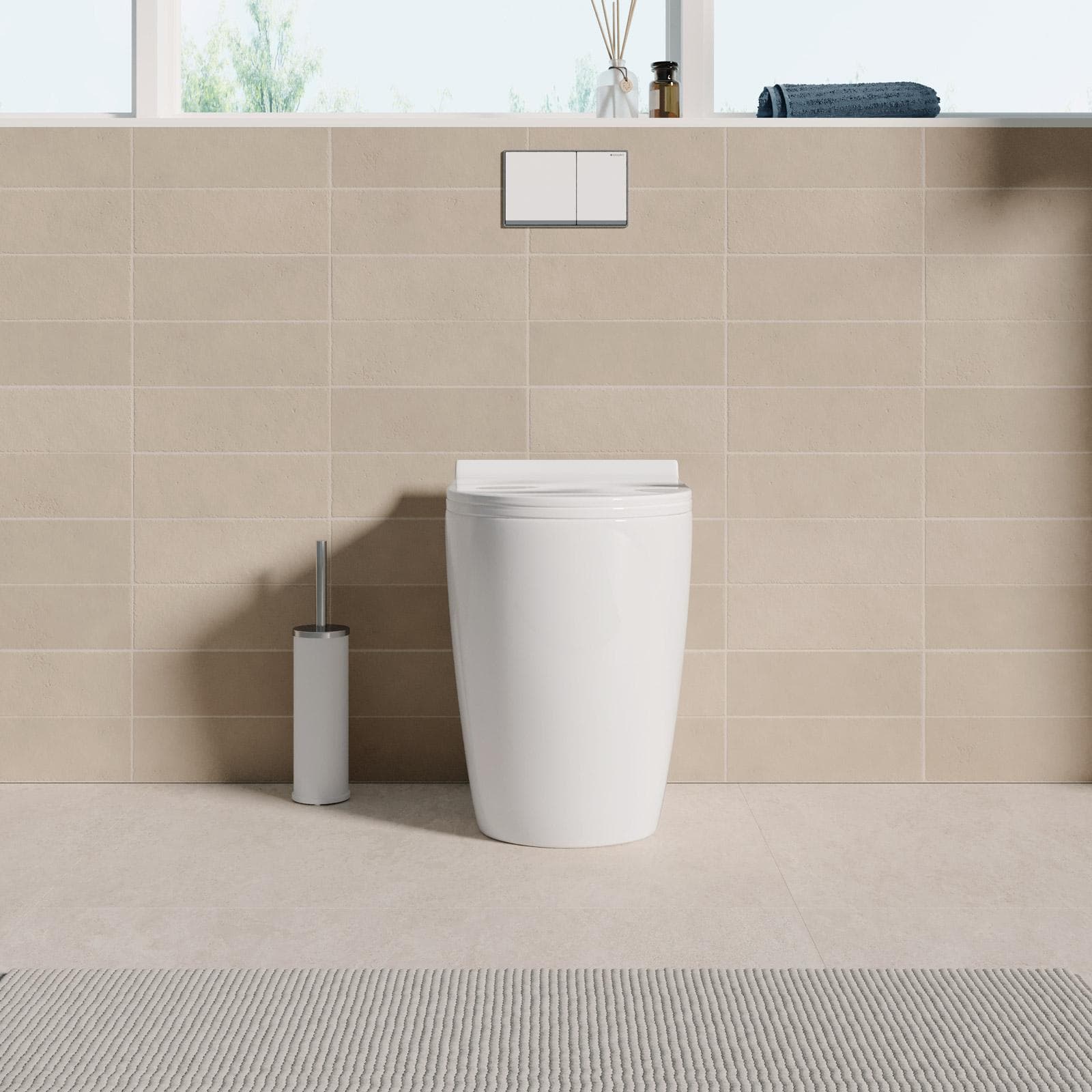 Vaso filomuro H 50 cm in ceramica bianco lucido con sedile - Volga Sky