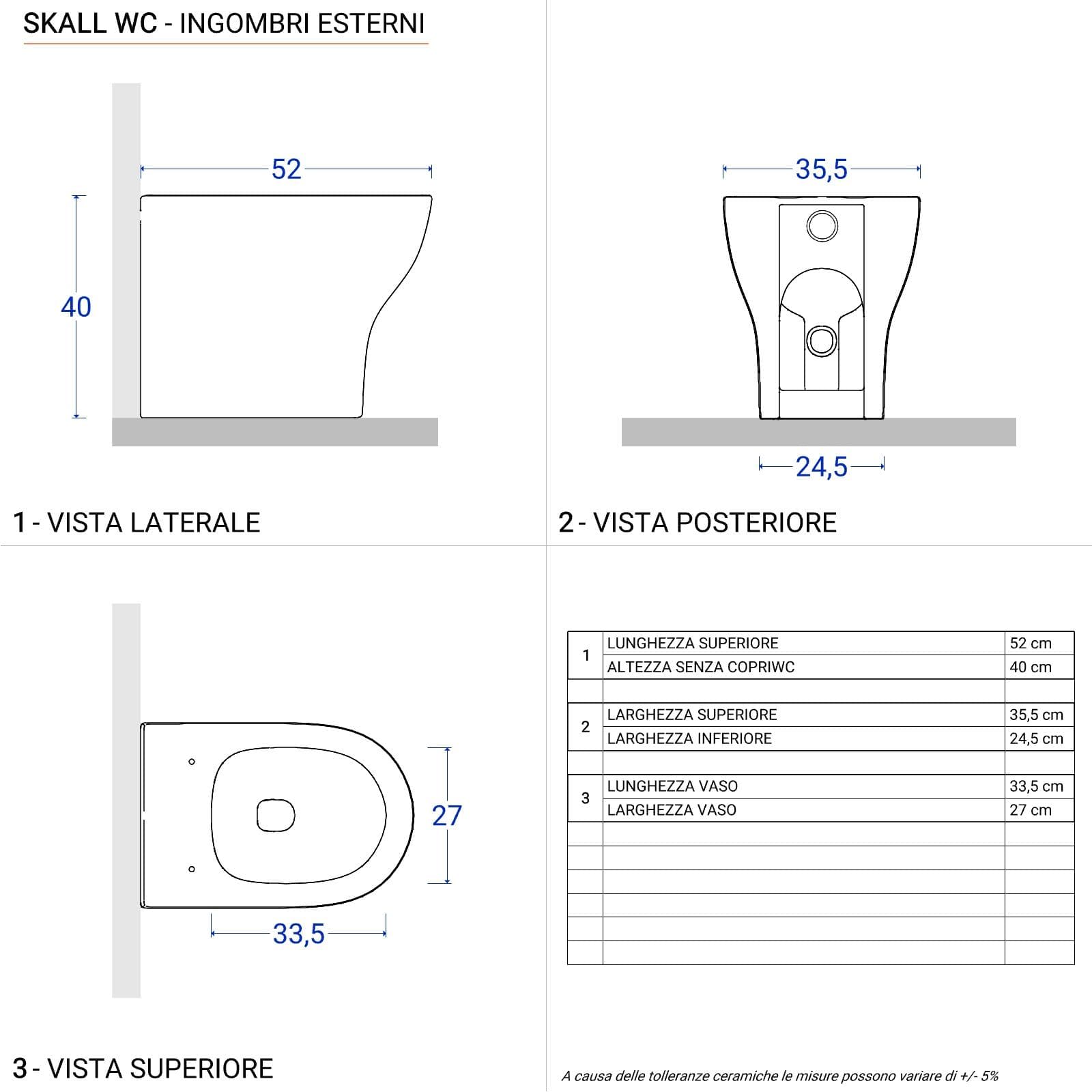 Vaso filomuro in ceramica bianco lucido - Skall
