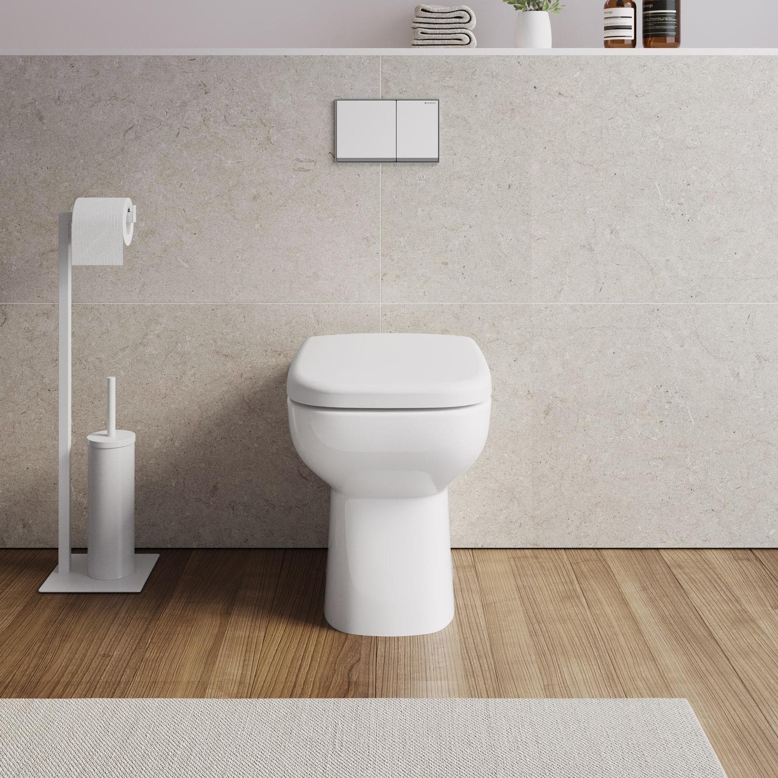 Vaso filomuro in ceramica sedile soft close con copriwc 35 x 40h cm wc singolo - Proven