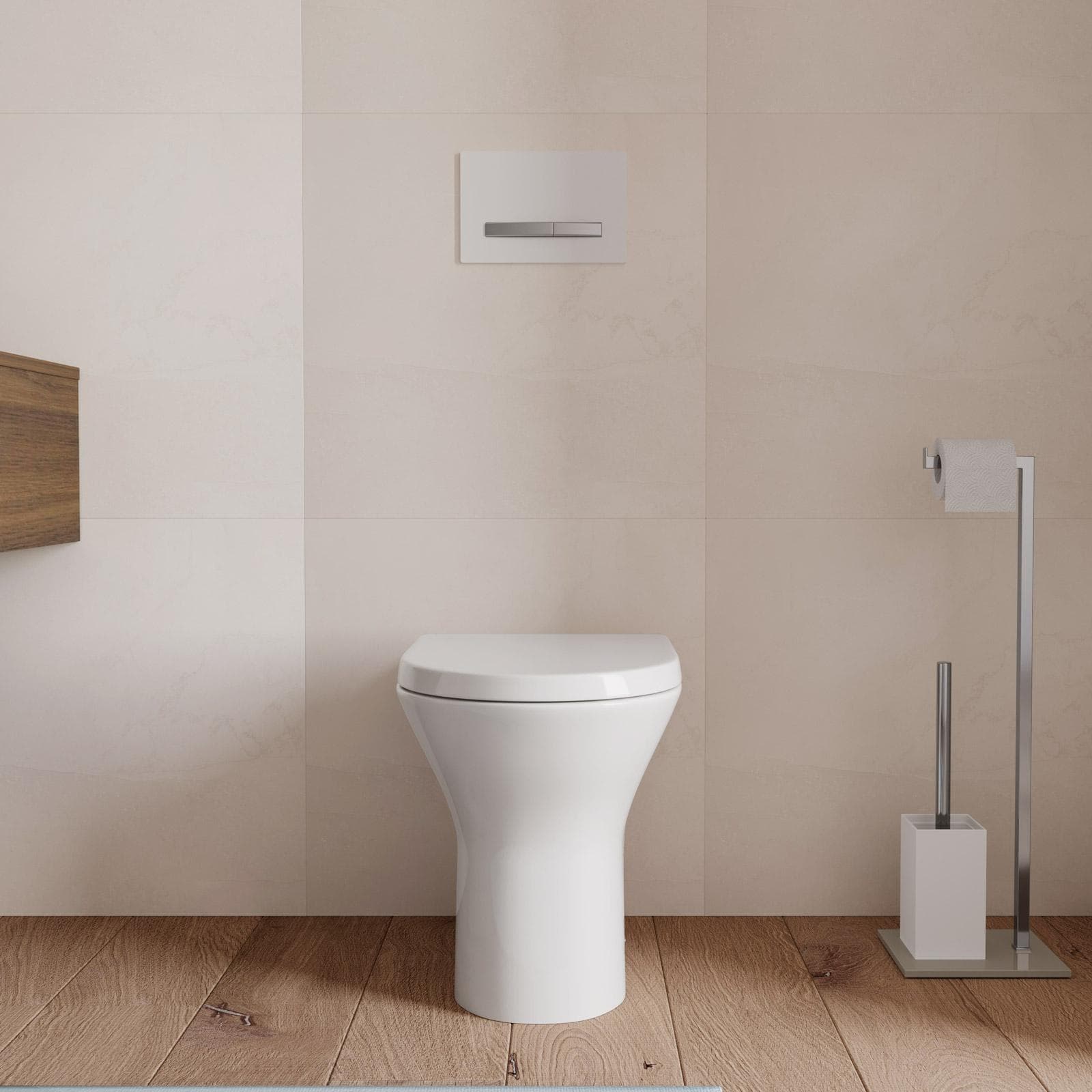 Vaso filomuro in ceramica con sedile copriwc soft close - Hottis