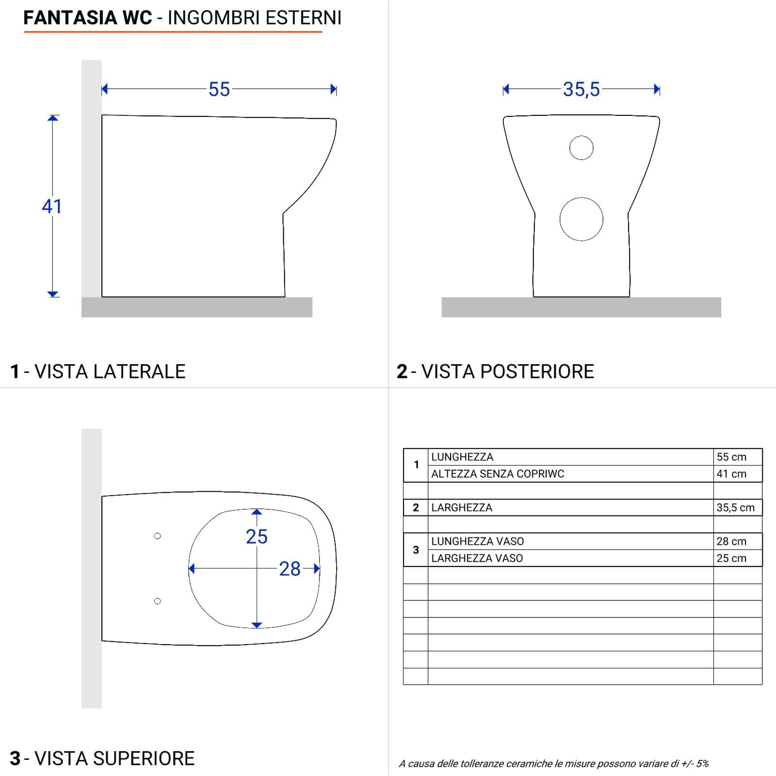 Vaso filomuro scarico orizzontale o verticale Serie Fantasia - Geberit