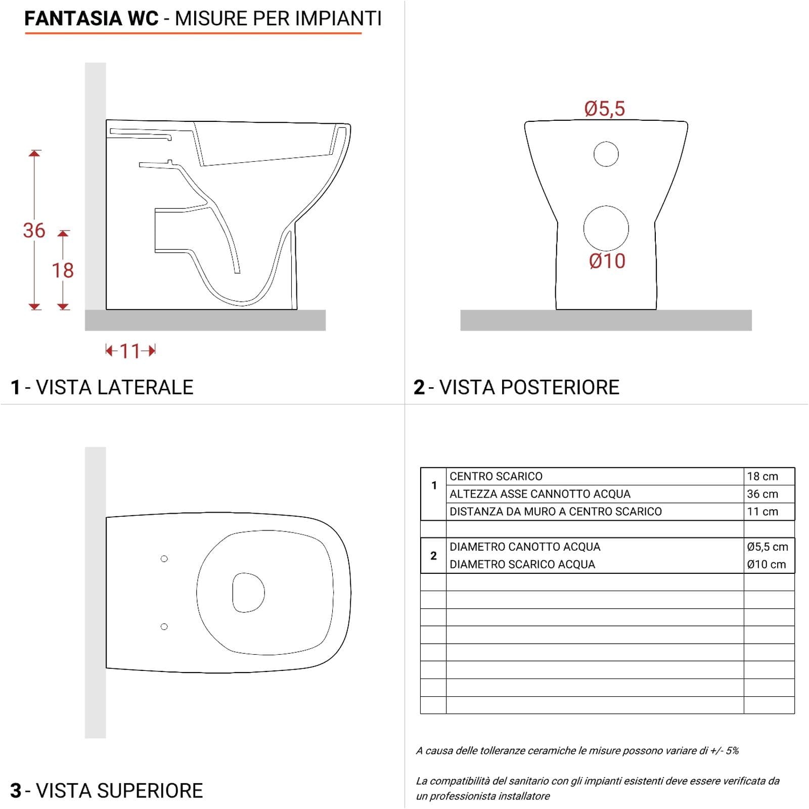 Vaso filomuro scarico orizzontale o verticale Serie Fantasia - Geberit