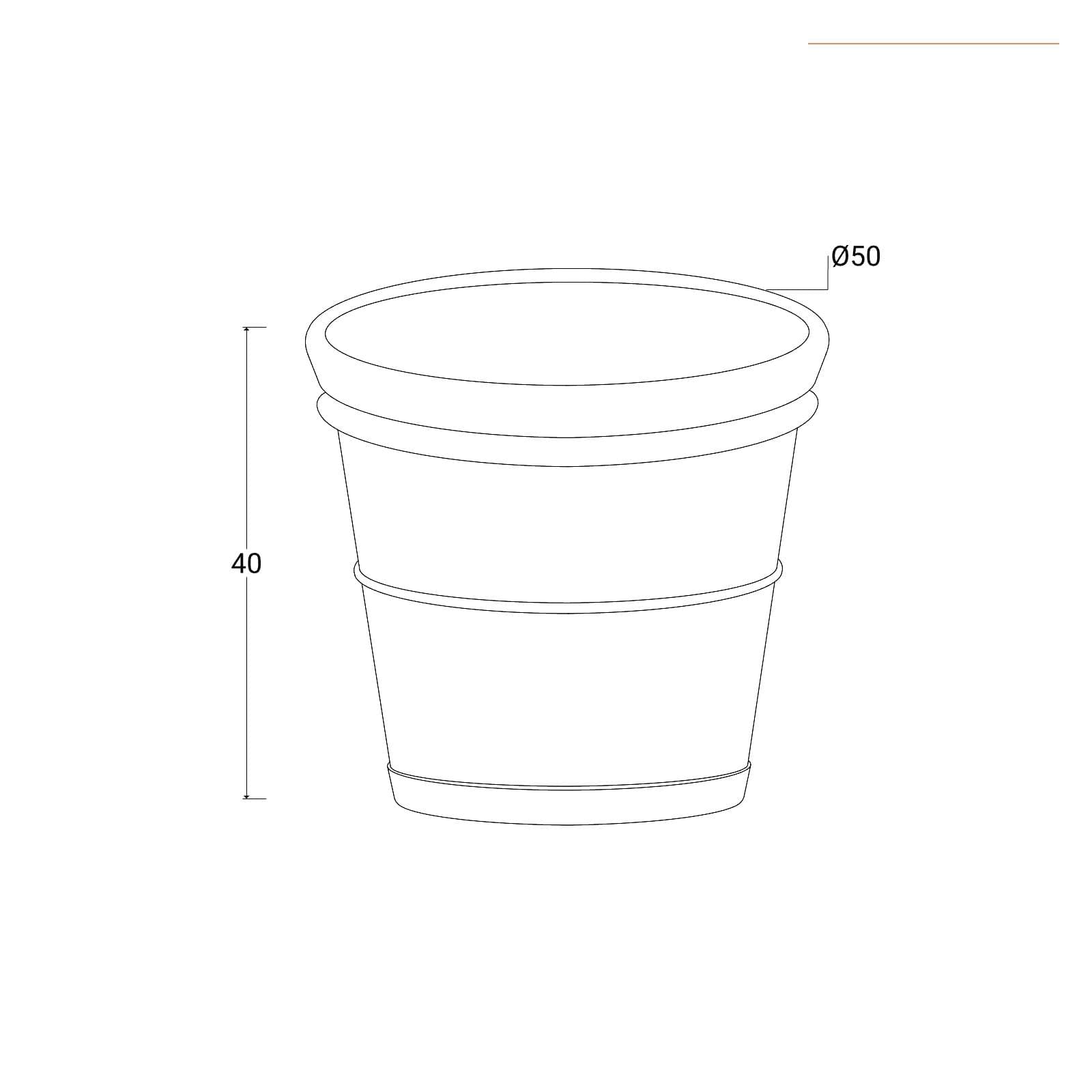 Vaso liscio rotondo 50 cm in polietilene tortora - Bodeja