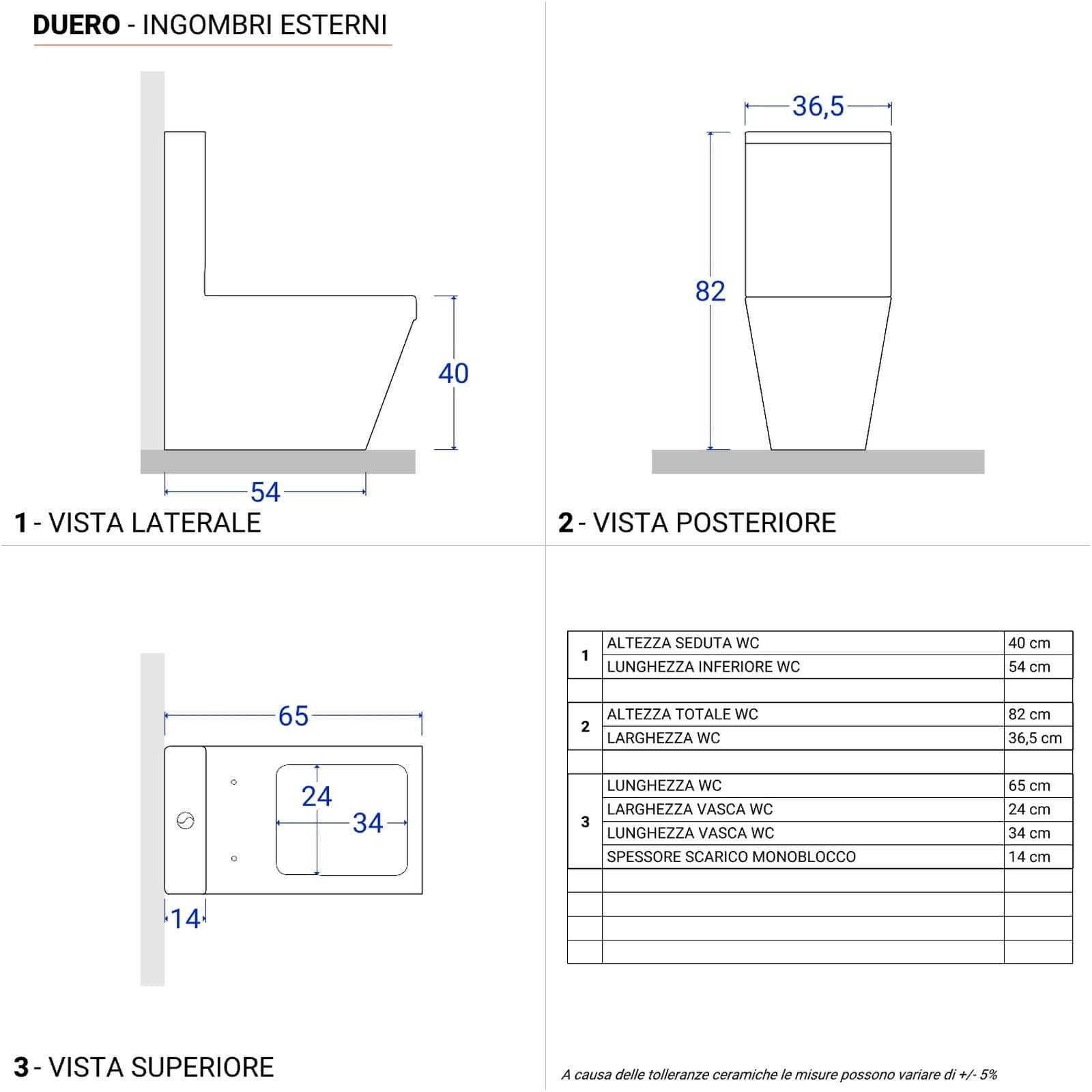 Vaso monoblocco rimless in ceramica bianco con copriwc softclose - Lena