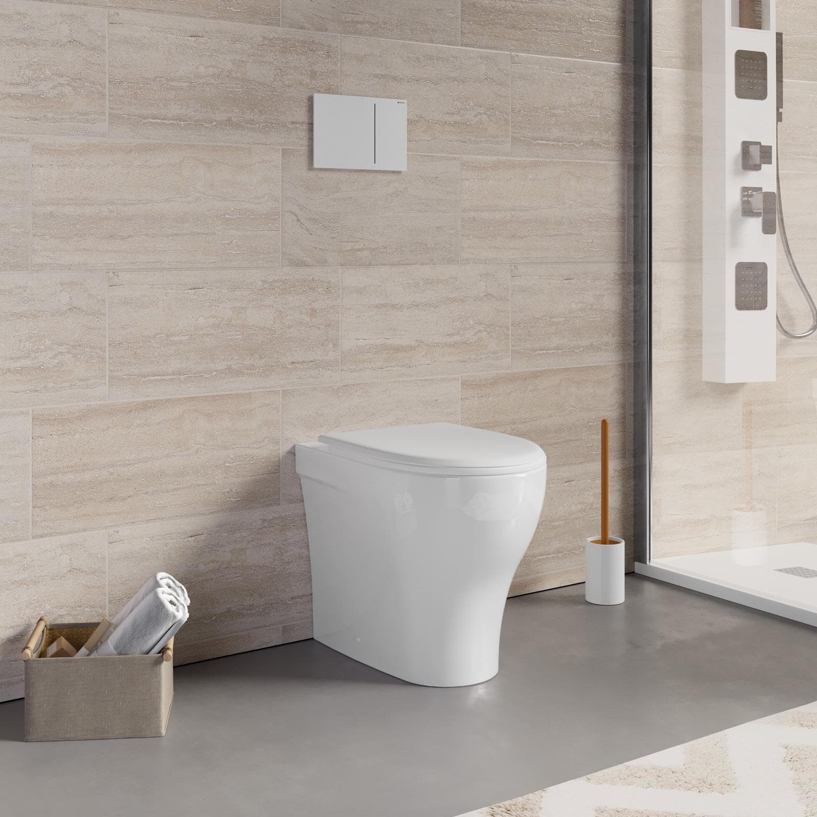 Vaso singolo Azzurra Pratica in ceramica wc con sedile scarico traslato water filomuro