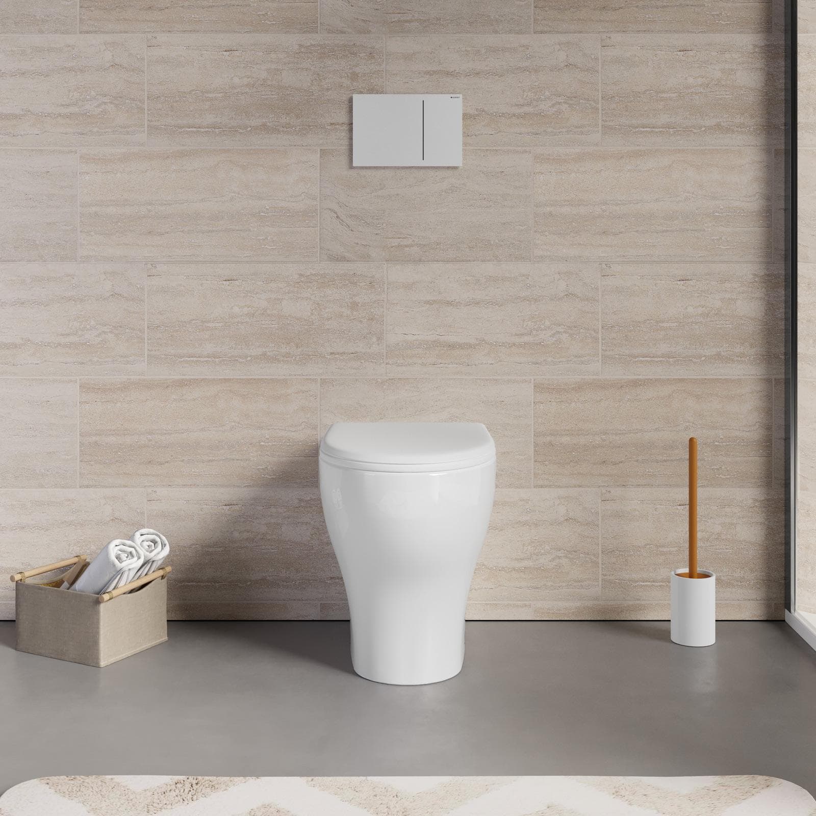 Vaso singolo Azzurra Pratica in ceramica wc con sedile scarico traslato water filomuro