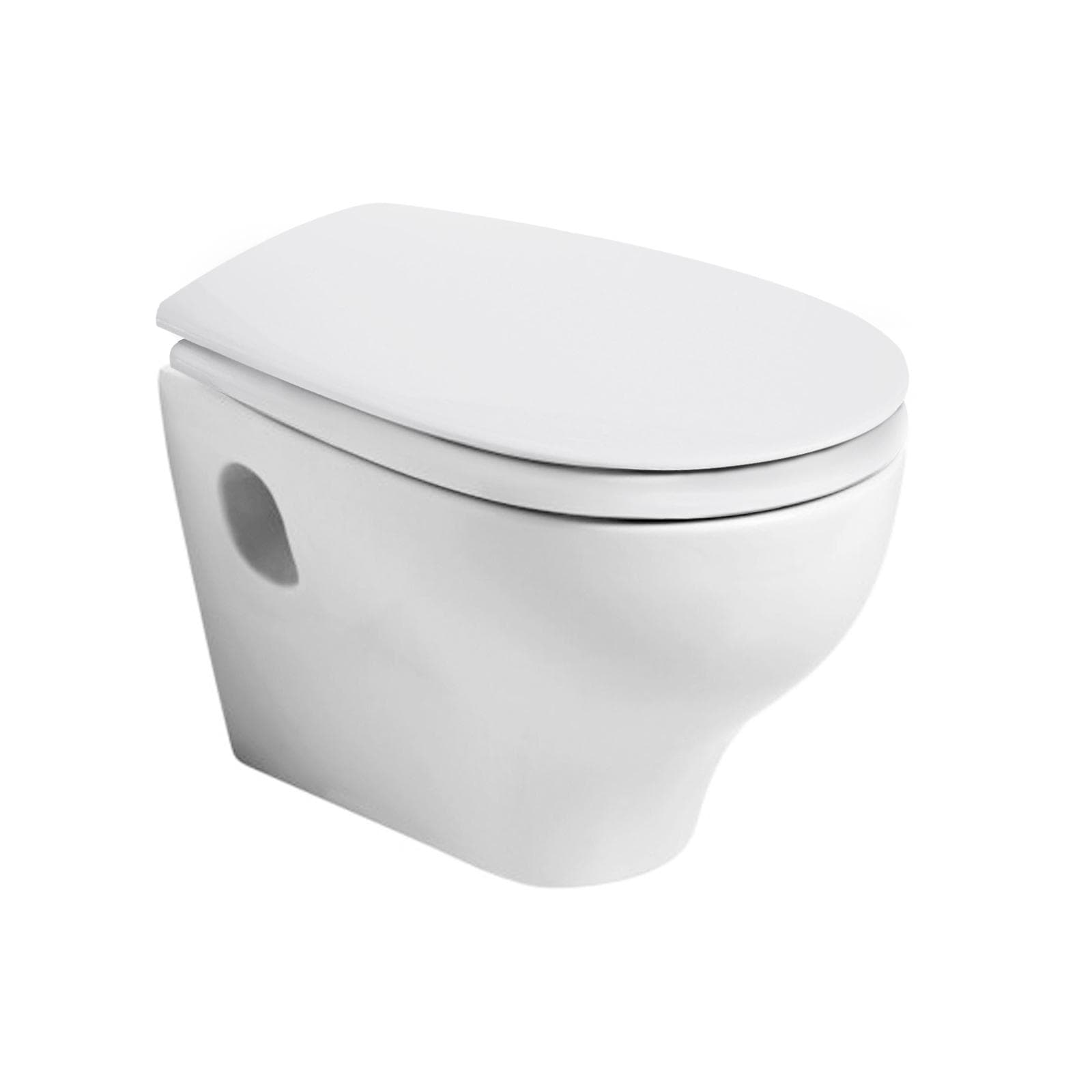 Vaso singolo in ceramica sospeso Pratica Azzurra completo di copri-wc avvolgente