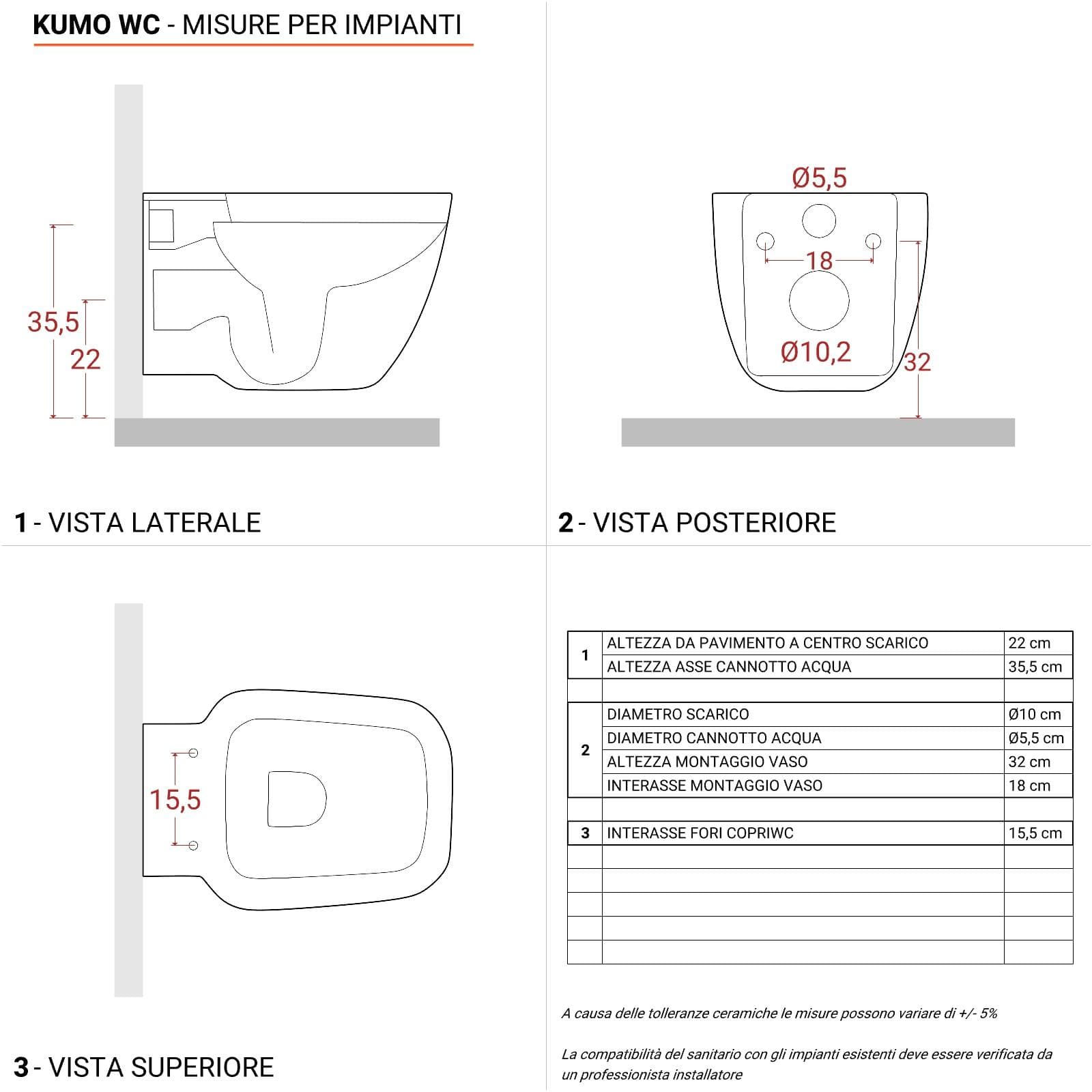 Vaso singolo sospeso ceramica design squadrato 52 cm arredo bagno moderno - Kumo