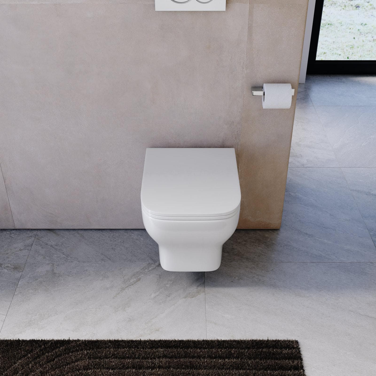 Vaso sospaso in ceramica rimless con sedile softclose - Selbi