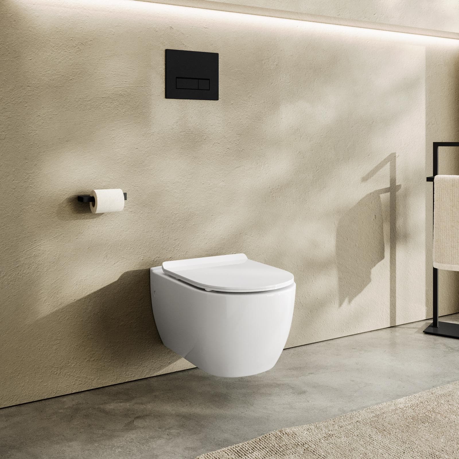 Vaso sospeso in ceramica rimless con copriwc softclose - One