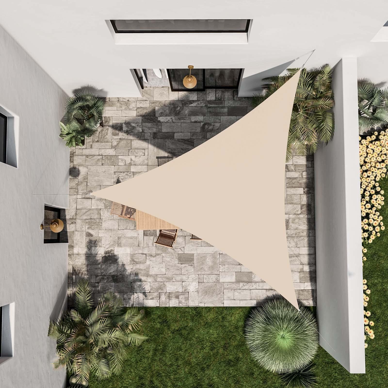 Vela da giardino triangolare 3,6x3,6x3,6 m in poliestere idrorepellente beige 180 gr - Solaris