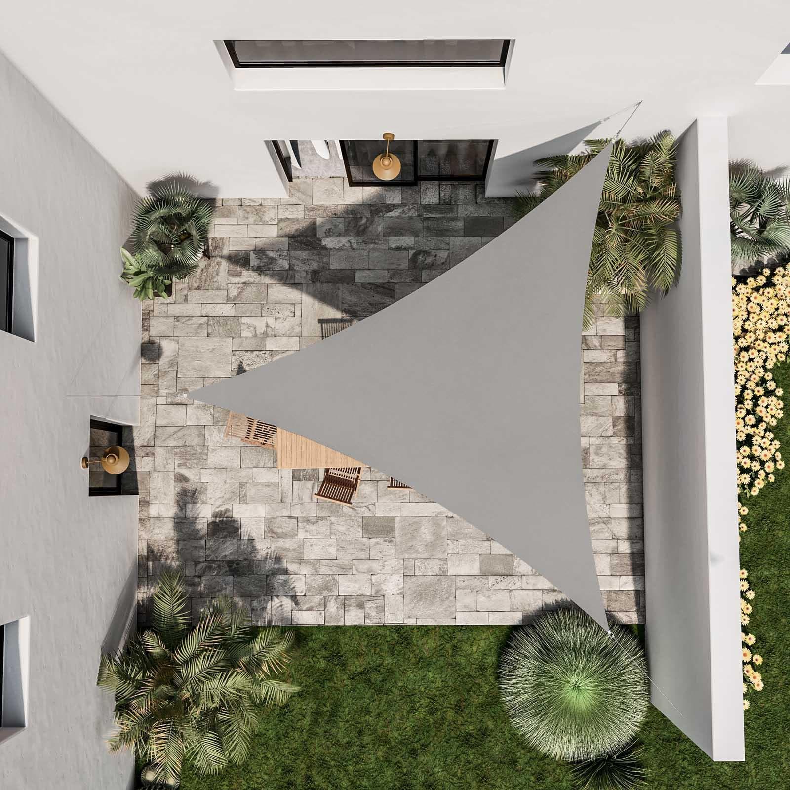 Vela da giardino triangolare 3,6x3,6x3,6 m in poliestere idrorepellente grigio 180 gr - Solaris