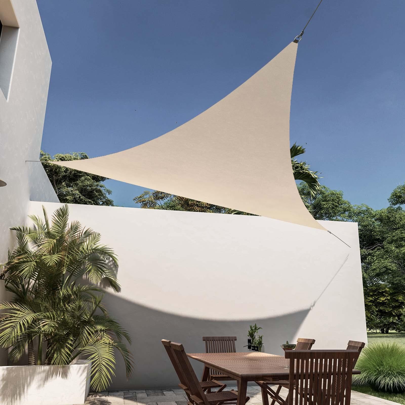 Vela da giardino triangolare 5x5x5 m in poliestere idrorepellente beige 180 gr - Solaris