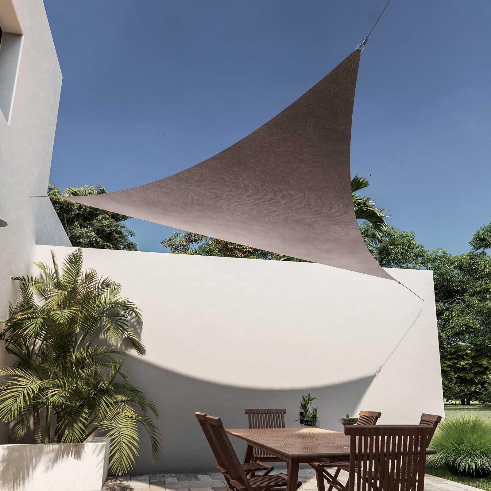 Vela da giardino triangolare 5x5x5 m in poliestere idrorepellente tortora 180 gr - Solaris