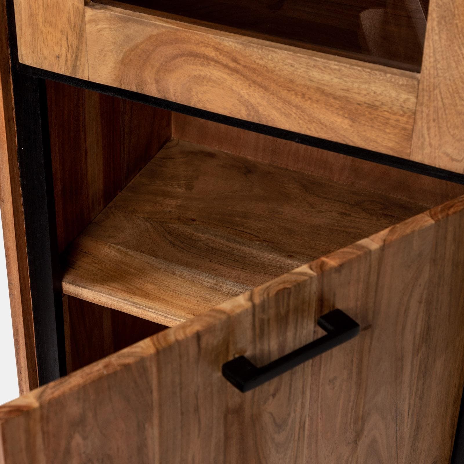 Vetrina 55x195h cm in legno di acacia con 2 ante - Freia Stone