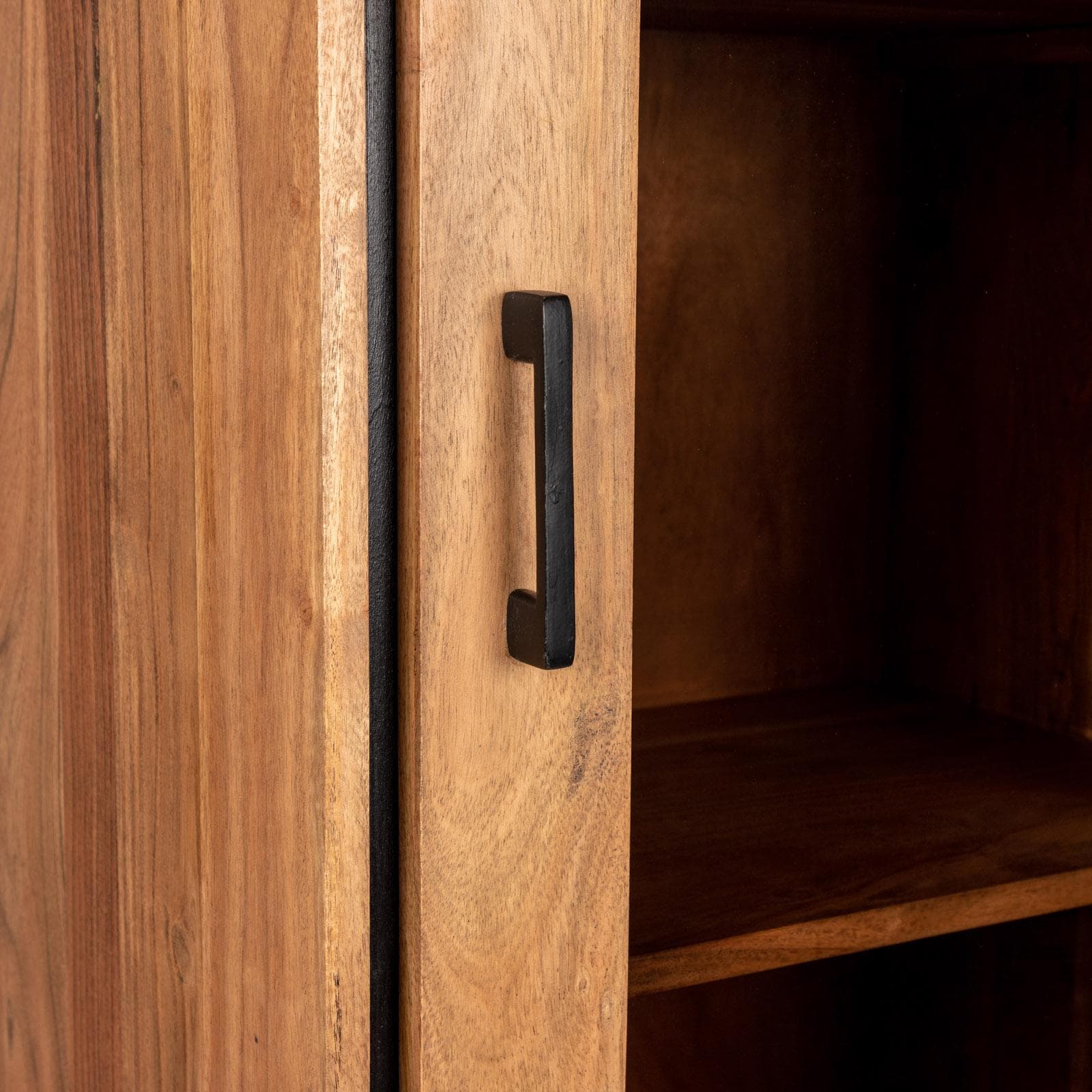 Vetrina 55x195h cm in legno di acacia con 2 ante - Freia Stone