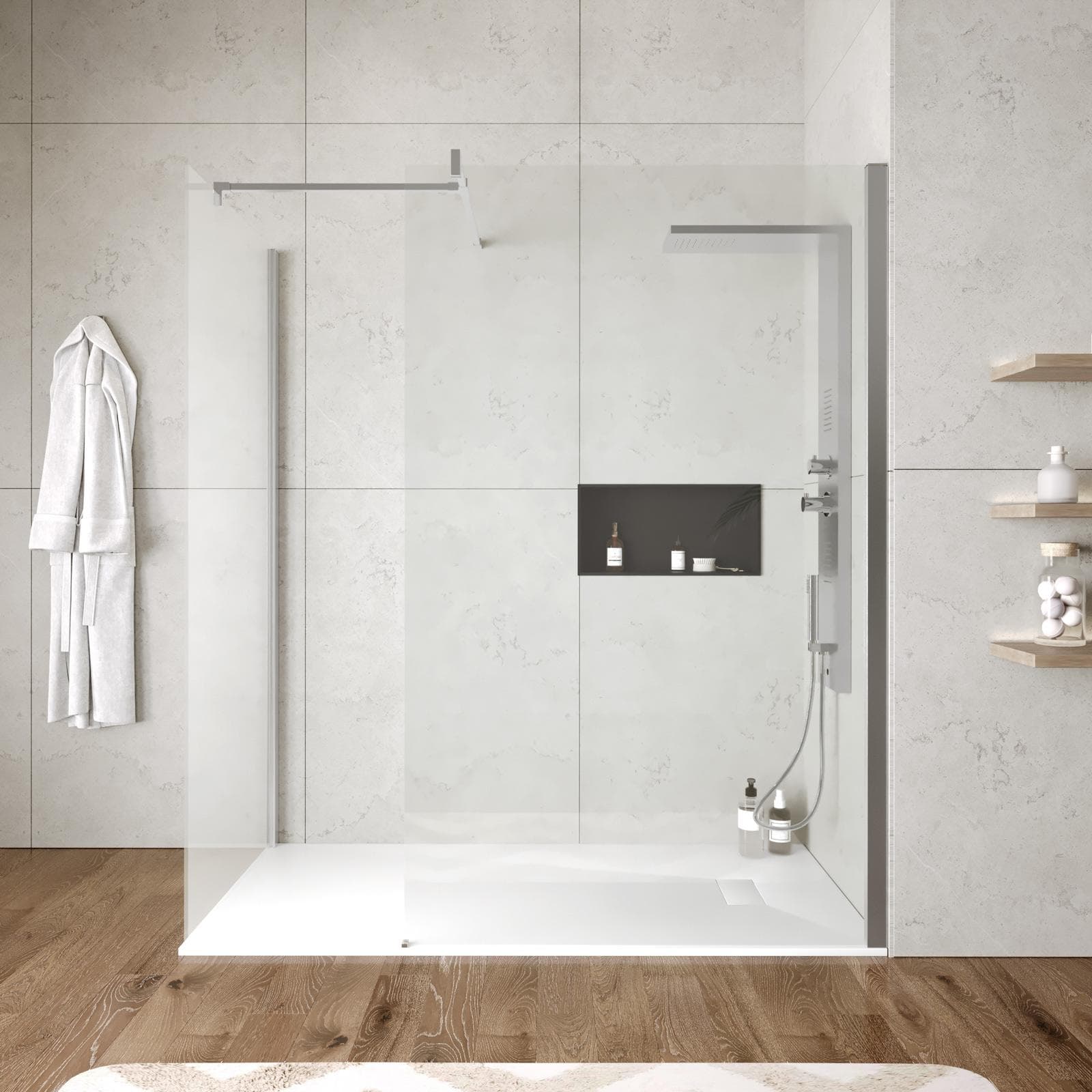 Box doccia 90x120 cm due lati in con vetro anticalcare trasparente e profilo cromo 200h - Keep