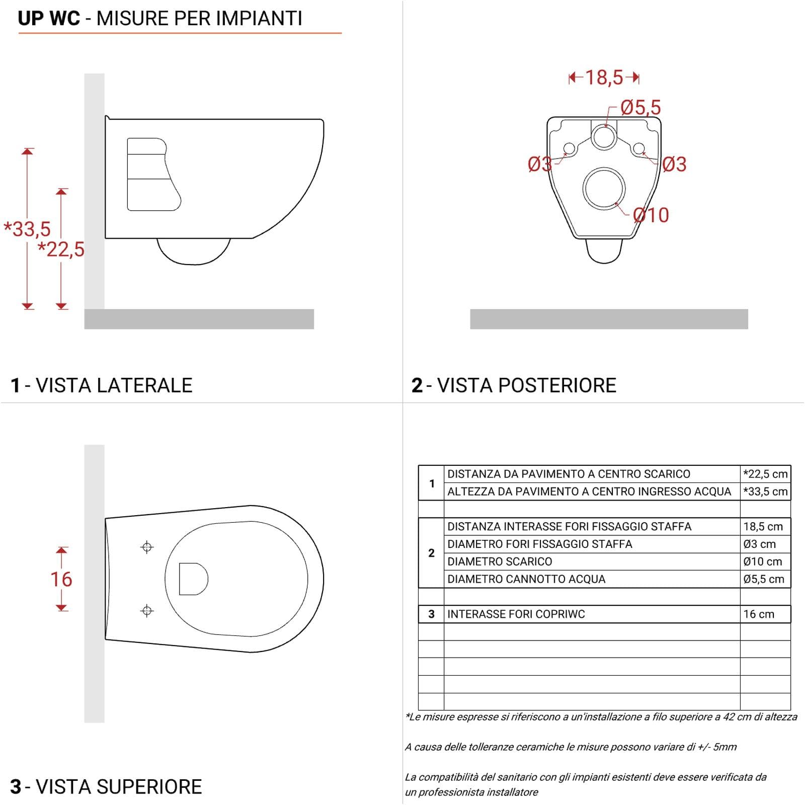 Wc sospeso Up Sanitosco ausilio arredo bagno accessibile o contract