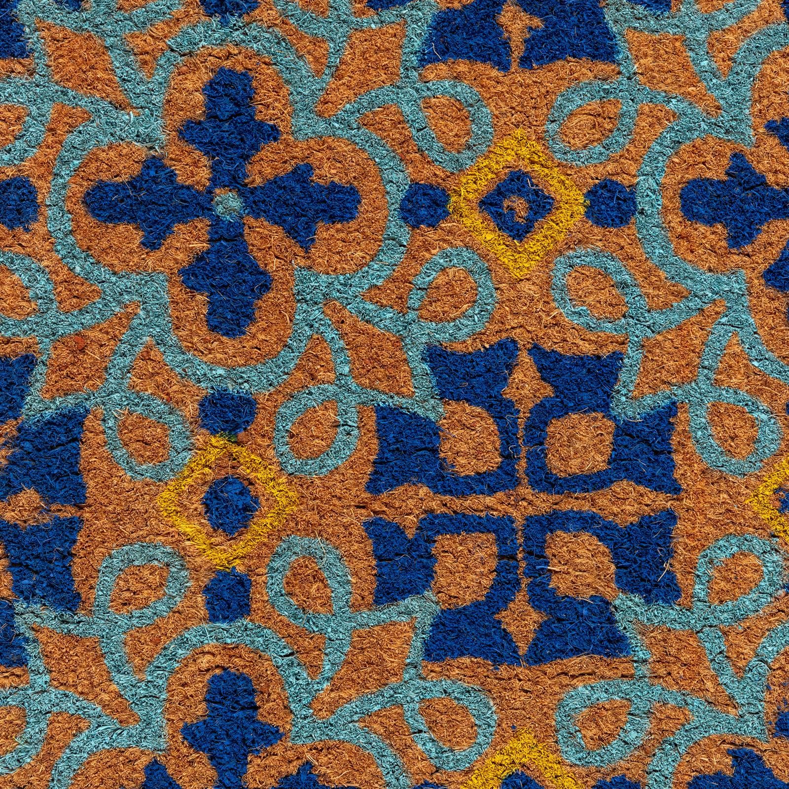 Zerbino 45x75 cm in coir con disegno maioliche blu