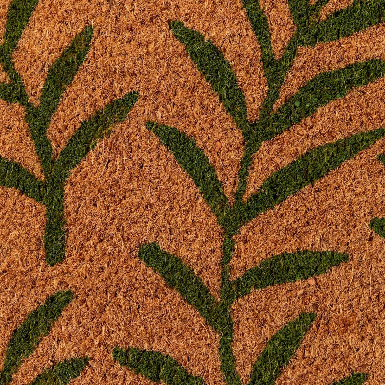 Zerbino 45x75 cm in coir con stampa foglie verdi