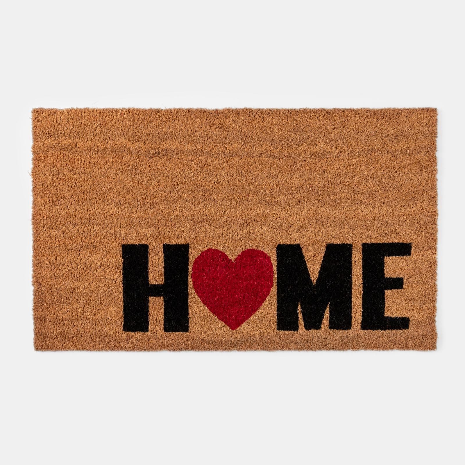 Zerbino 45x75 cm in coir Home e disegno cuore rosso