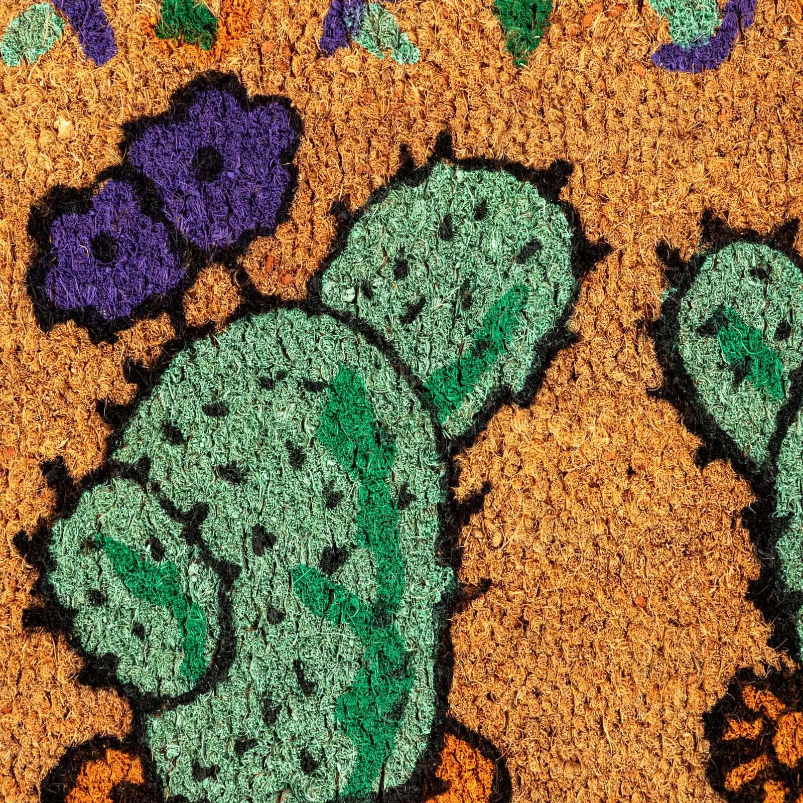 Zerbino 45x75 cm in coir naturale con disegno cactus