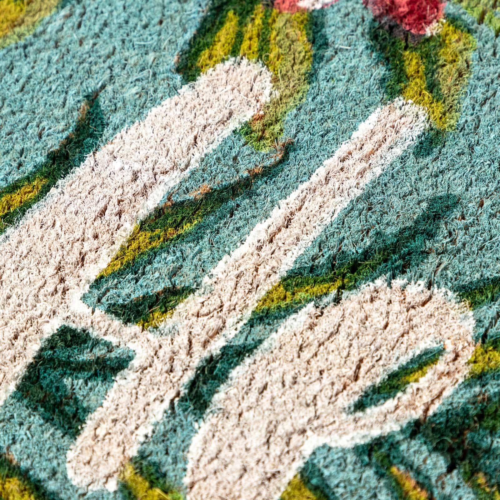 Zerbino Hello 45x75 cm in coir naturale con disegno floreale