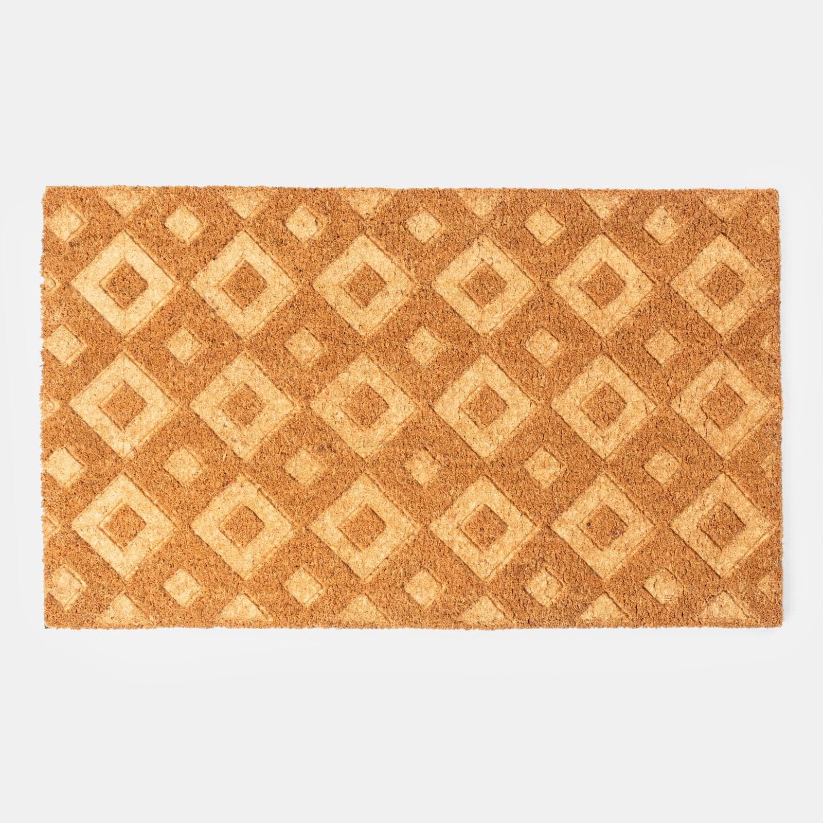 Zerbino senape 45x75 cm in coir naturale con disegno geometrico a rombi